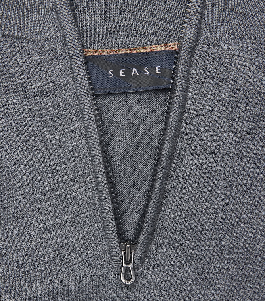Sease Mens Wool Waffle-Knit Sweater Graphite Grey Image 6