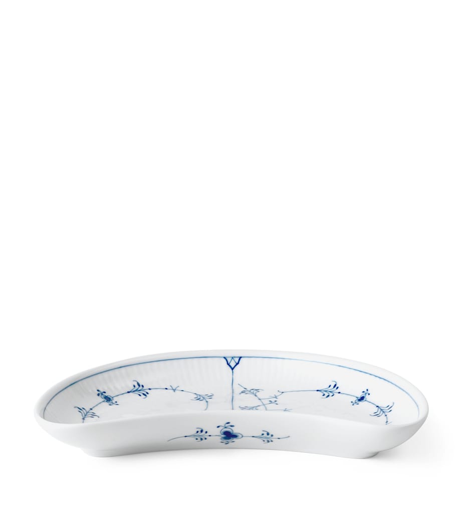 Porcelain Blue Fluted Plain Half-Moon Dish BLUE Image 3