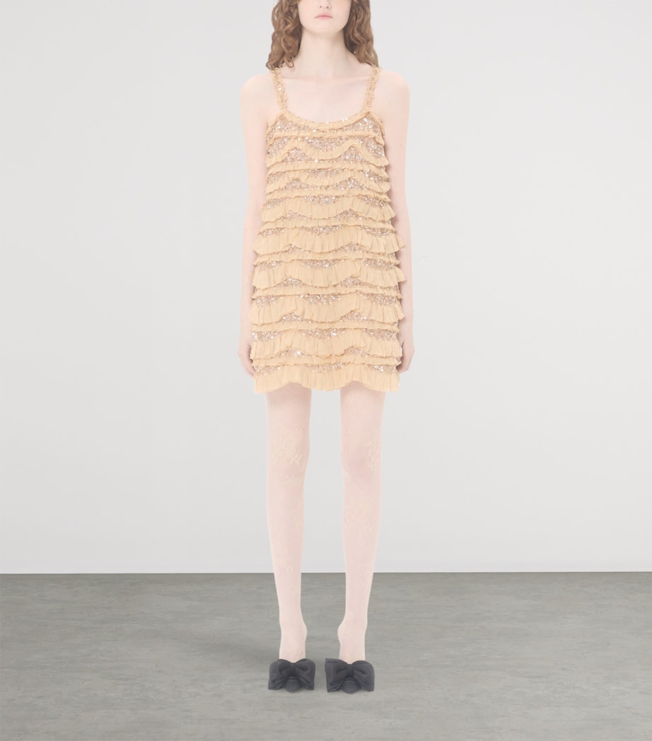 Silk Ruffled Mini Dress CGL Image 2