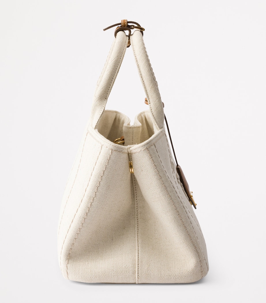 Prada Large Cotton-Linen Top-Handle Bag Image 5