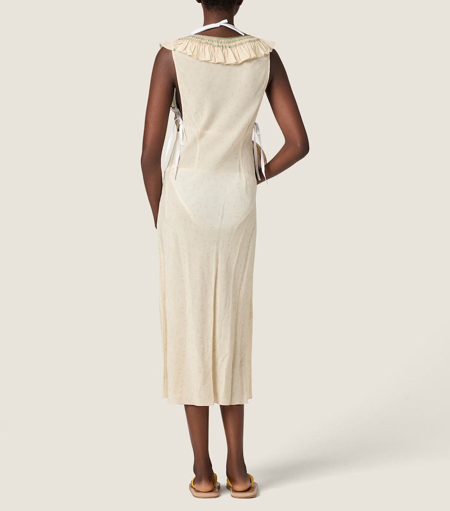 Miu Miu Womens Embroidered Marocain Midi Dress Neutral Image 3