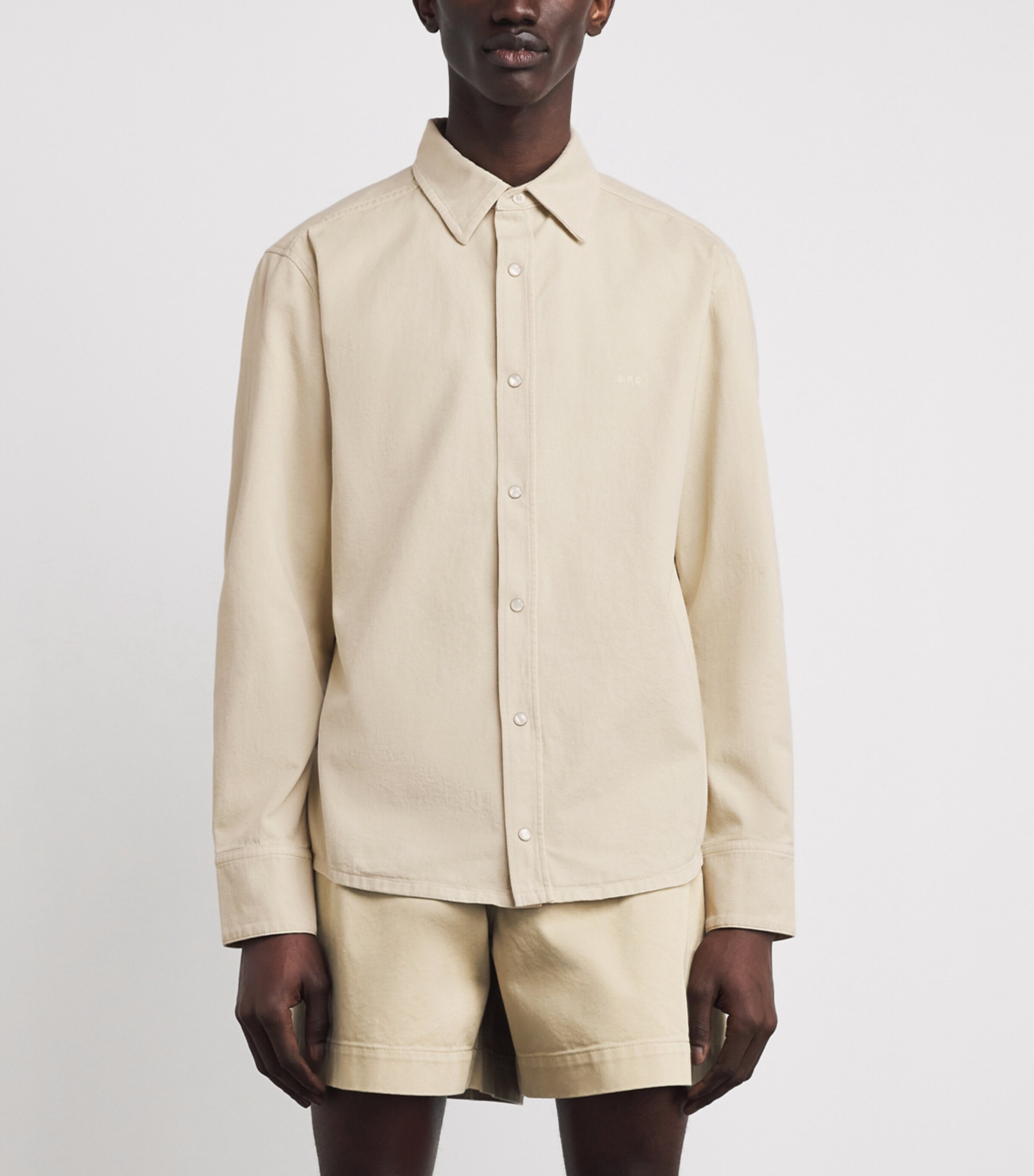 A.P.C. Mens Cotton Logo Shirt Aae Mastic Image 4