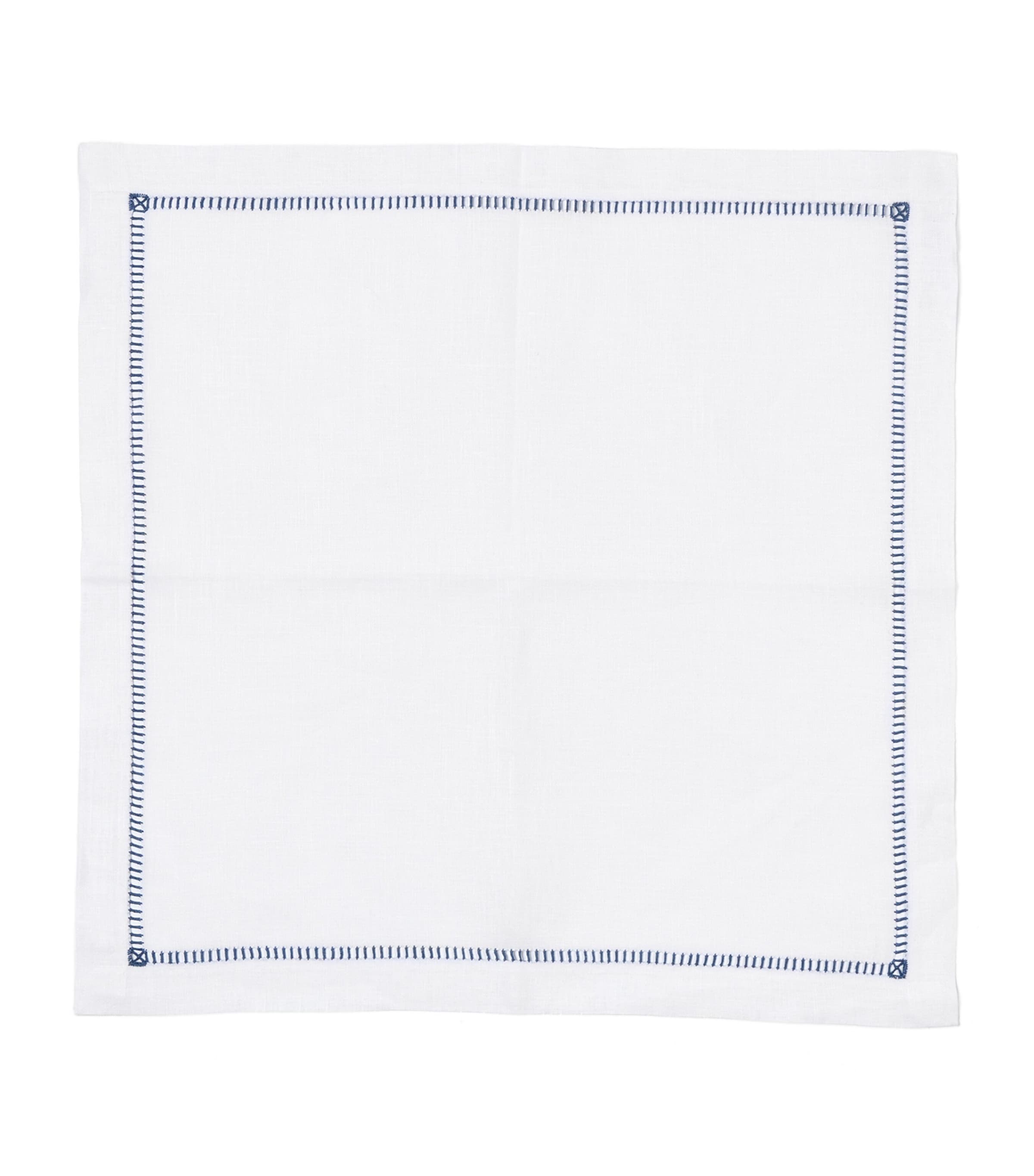 Linen Ladder Napkin (50cm x 50cm) WHITE / BLUE Image 2