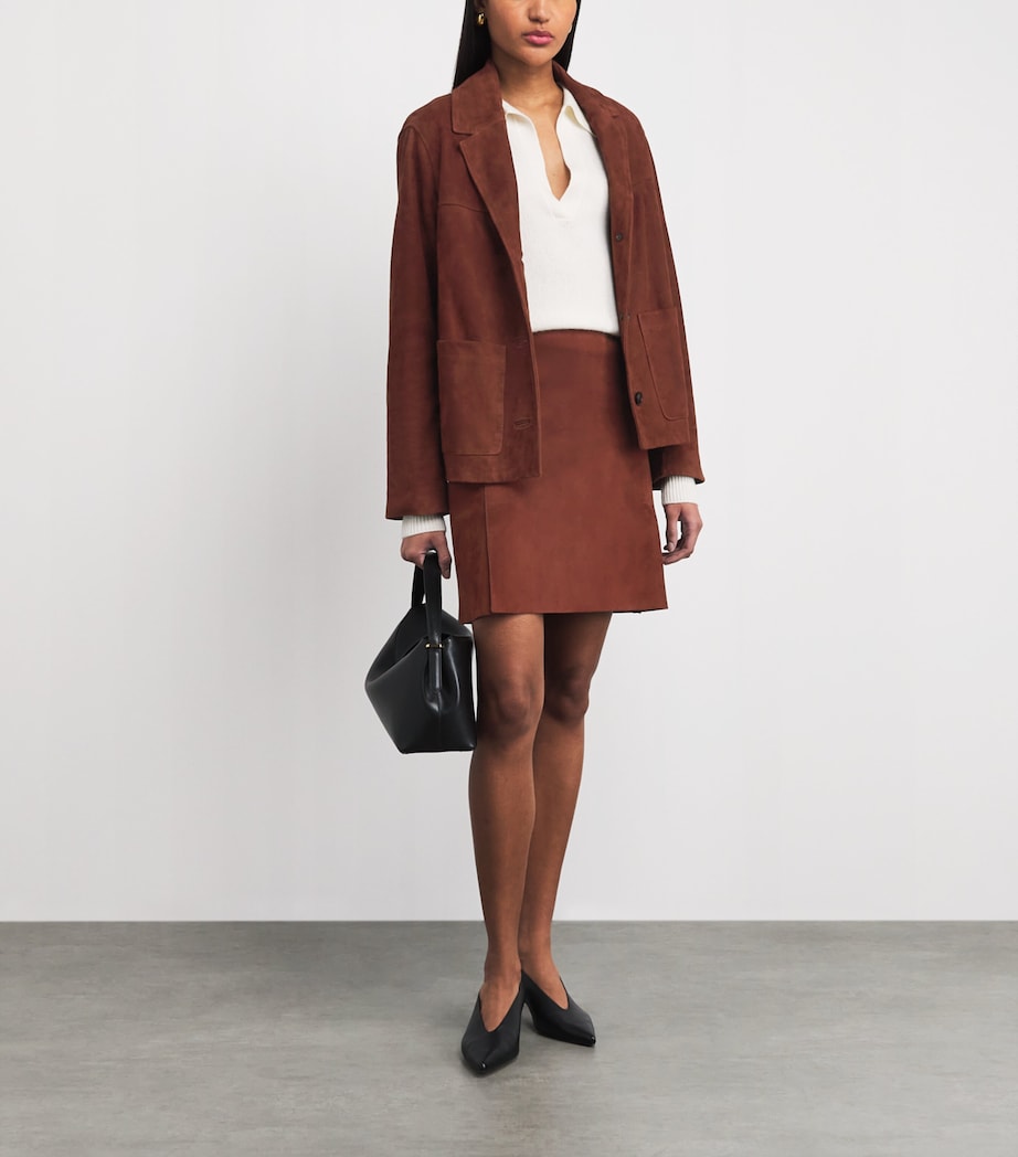 Yves Salomon Womens Lambskin Suede Collared Jacket Image 2