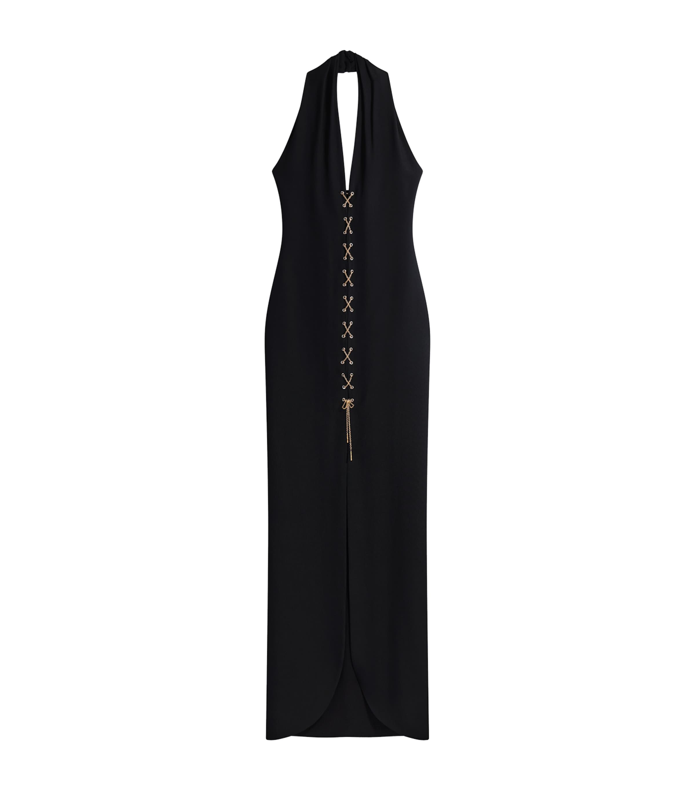 Schiaparelli Womens Laced Halterneck Maxi Gown Black Image 1