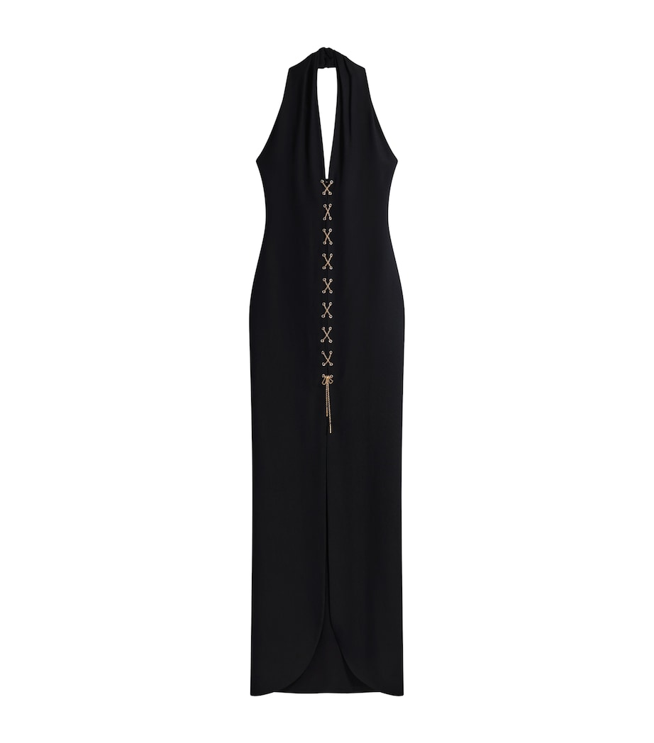 Schiaparelli Womens Laced Halterneck Maxi Gown Black Image 1