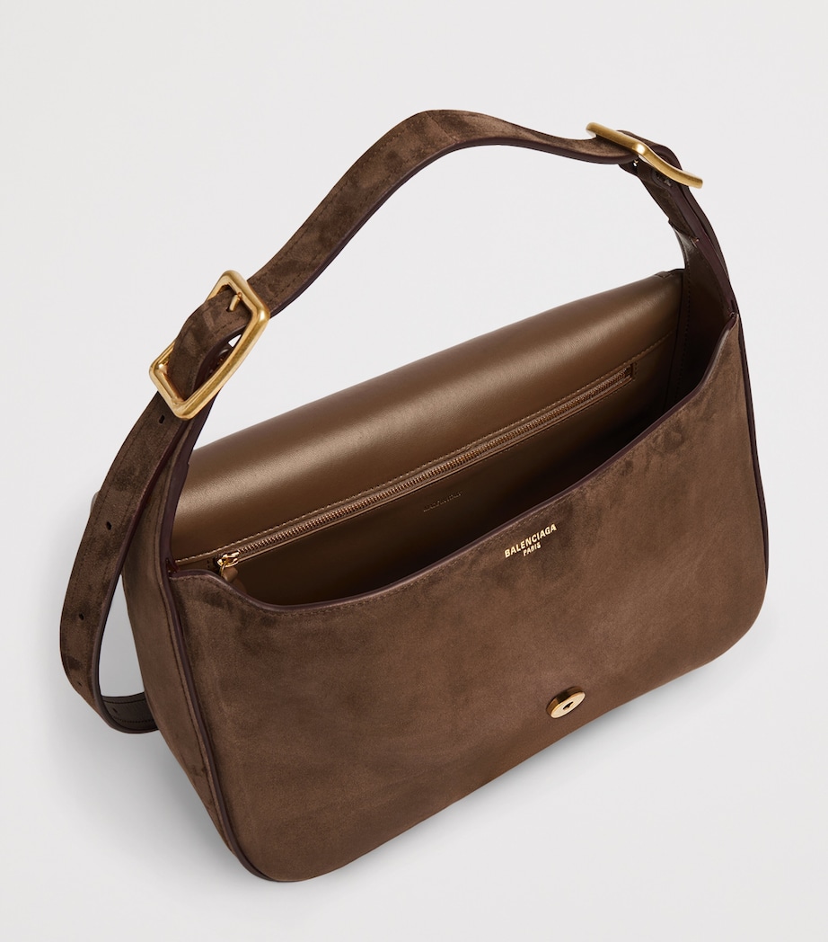 Balenciaga Womens Suede Clicca Shoulder Bag Image 7