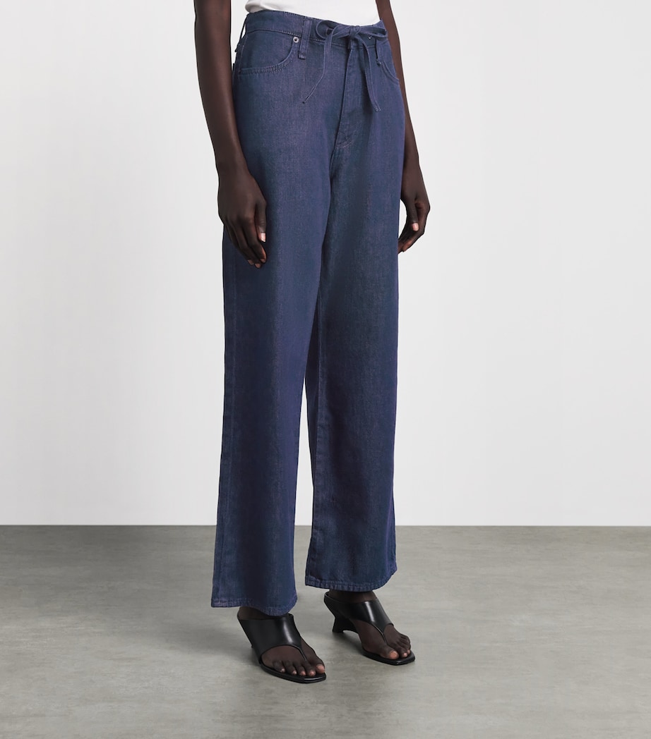 Rag & Bone Womens Drawstring Phoebe Wide-Leg Jeans Duskrinse Image 4
