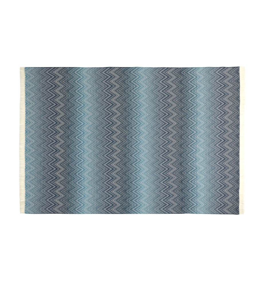 Merino Wool Timmy Throw (130cm x 190cm) 741-TEAL/WHITE Image 1