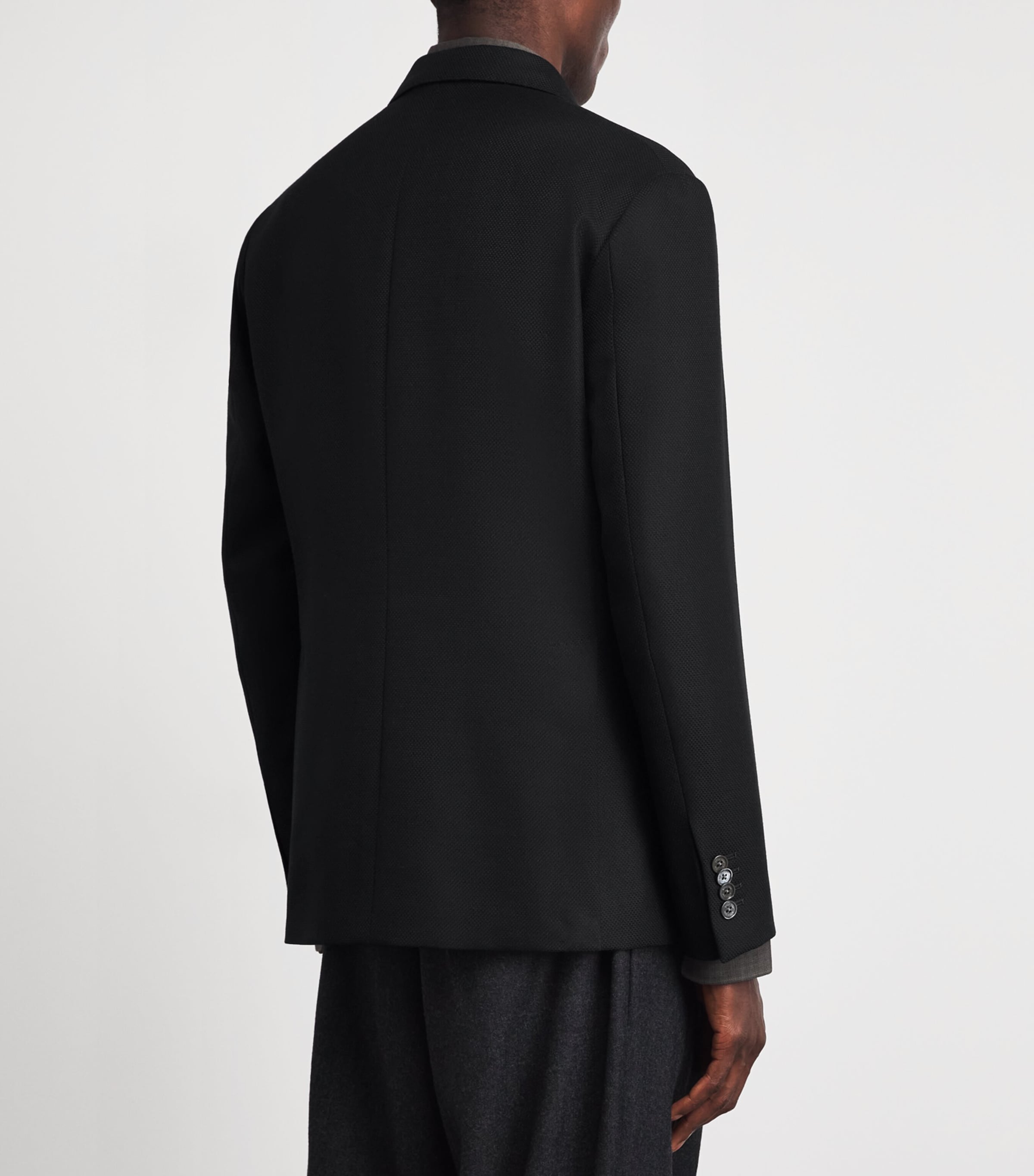 Eton Mens Wool Double-Breasted Blazer Black Image 5