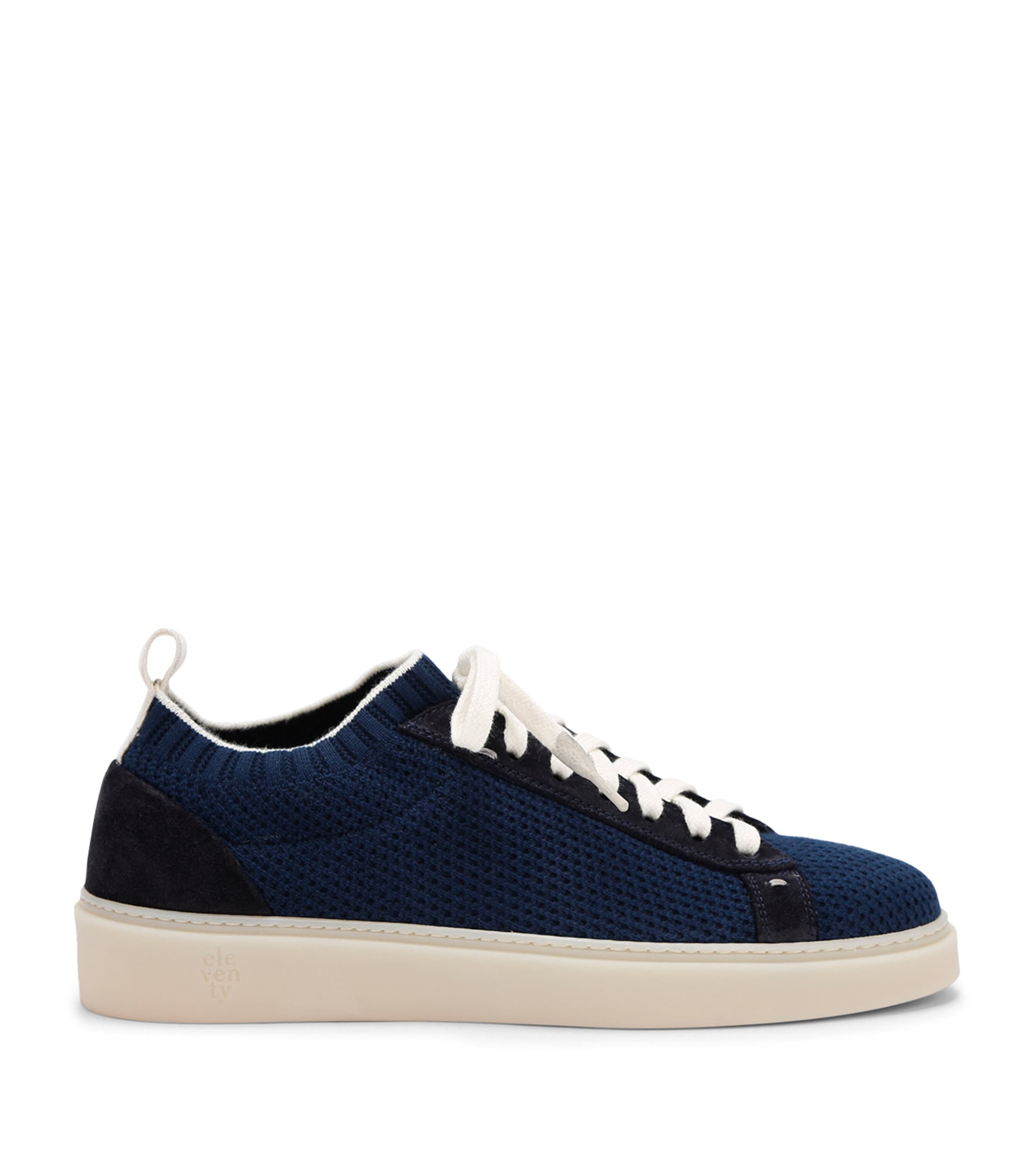 Shop Eleventy Knitted Tennis Sneakers In Navy