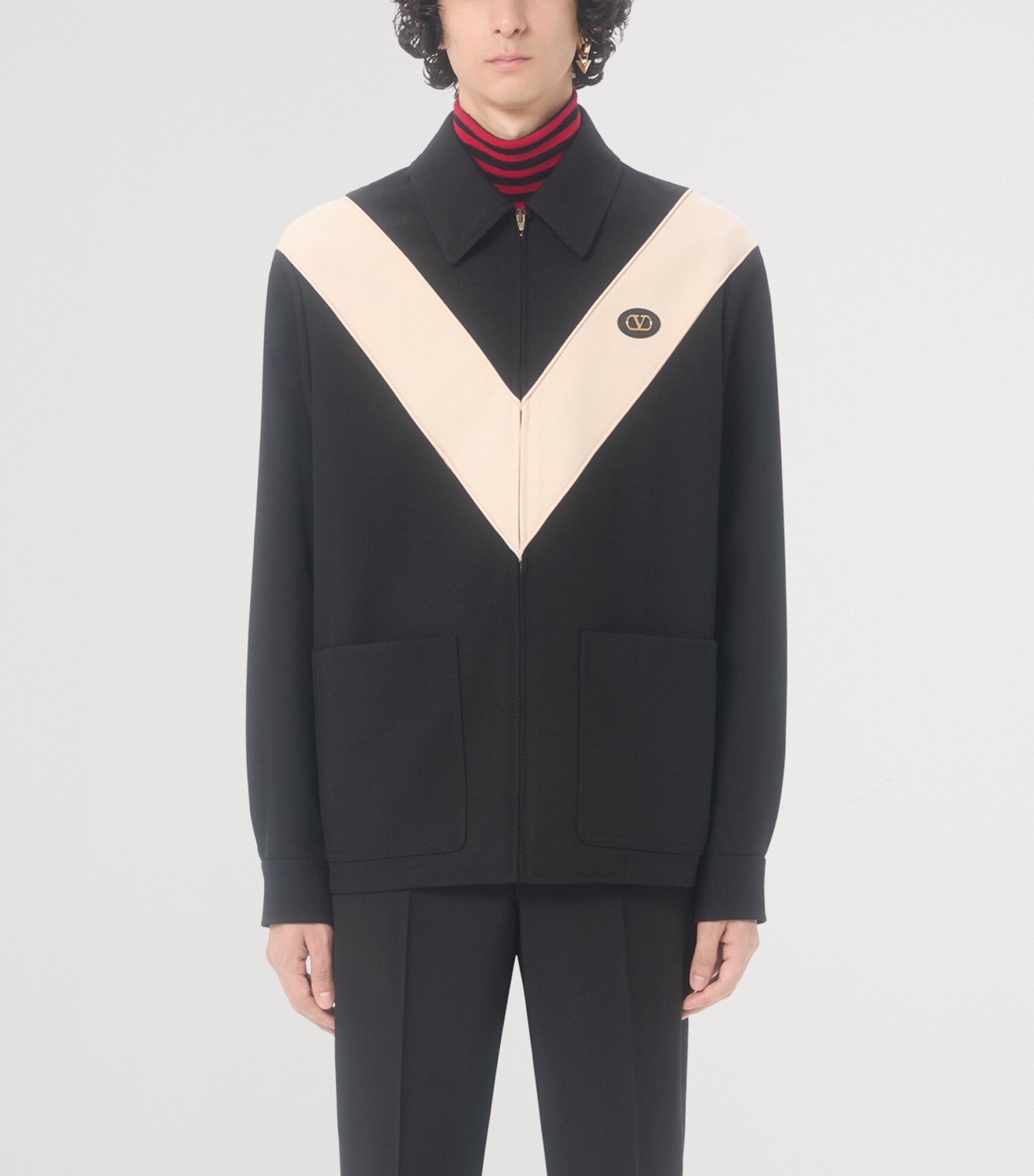 Valentino Garavani Mens Wool-Blend VLogo Jacket Image 2