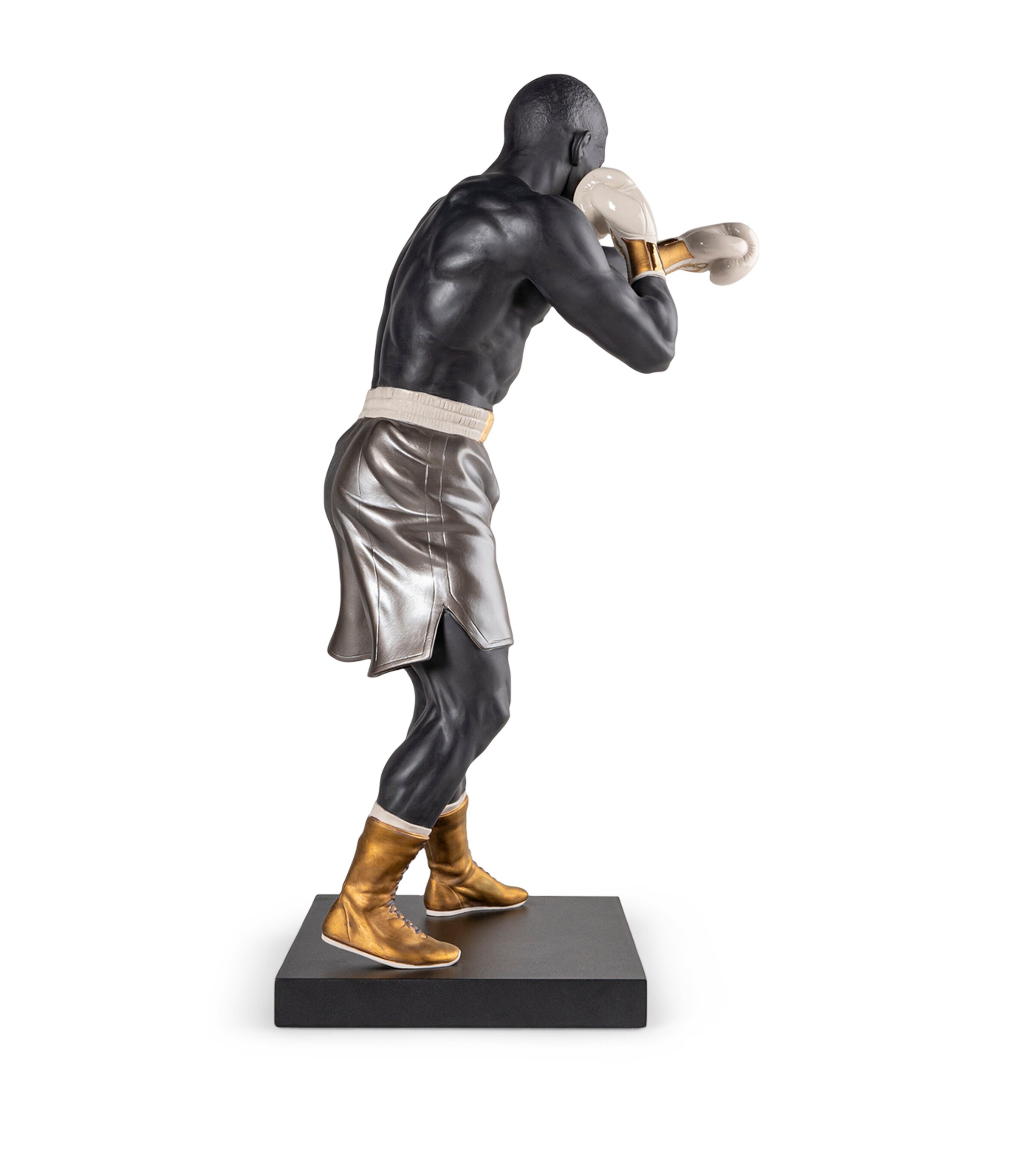 Lladró Porcelain Boxer Figurine Black, White & Grey Image 4