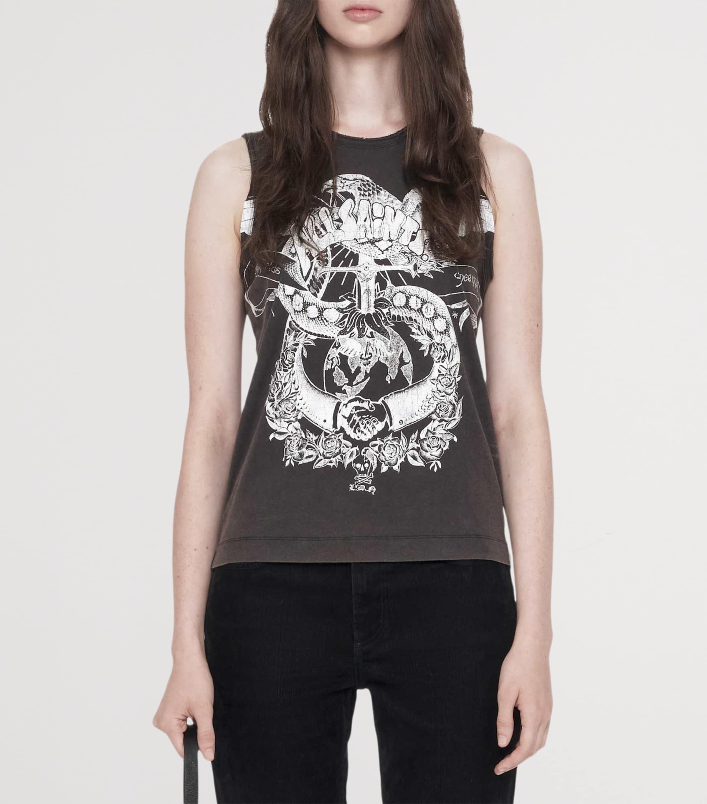 AllSaints Womens Organic Cotton Jenny Tank Top Washed Black Image 3