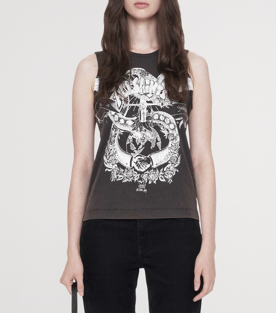 AllSaints Womens Organic Cotton Jenny Tank Top Washed Black Image 3