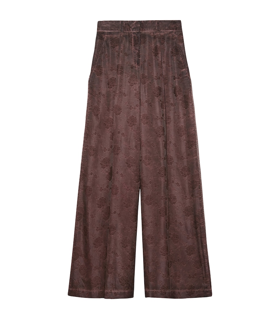MAX&Co. Womens Floral Wide-Leg Trousers Chocolate Image 1