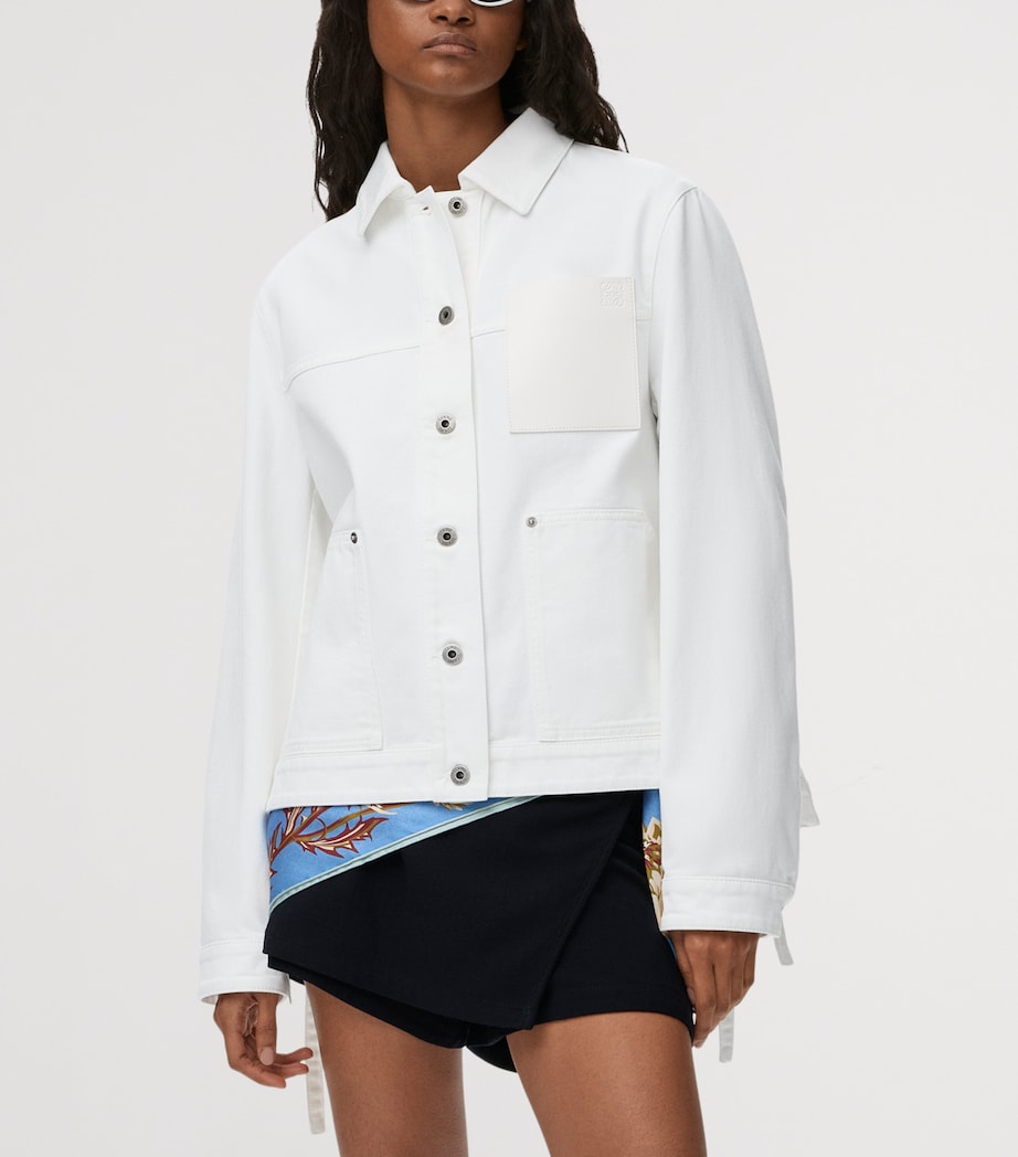 LOEWE Womens x Paula's Ibiza Workwear Side-Tie Denim Jacket White Image 3