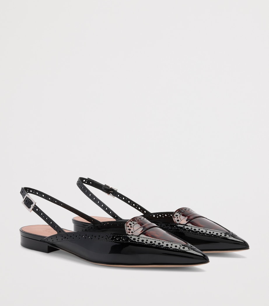 Patent Leather Leopard Print Laurie Slingback Flats BLACK Image 3
