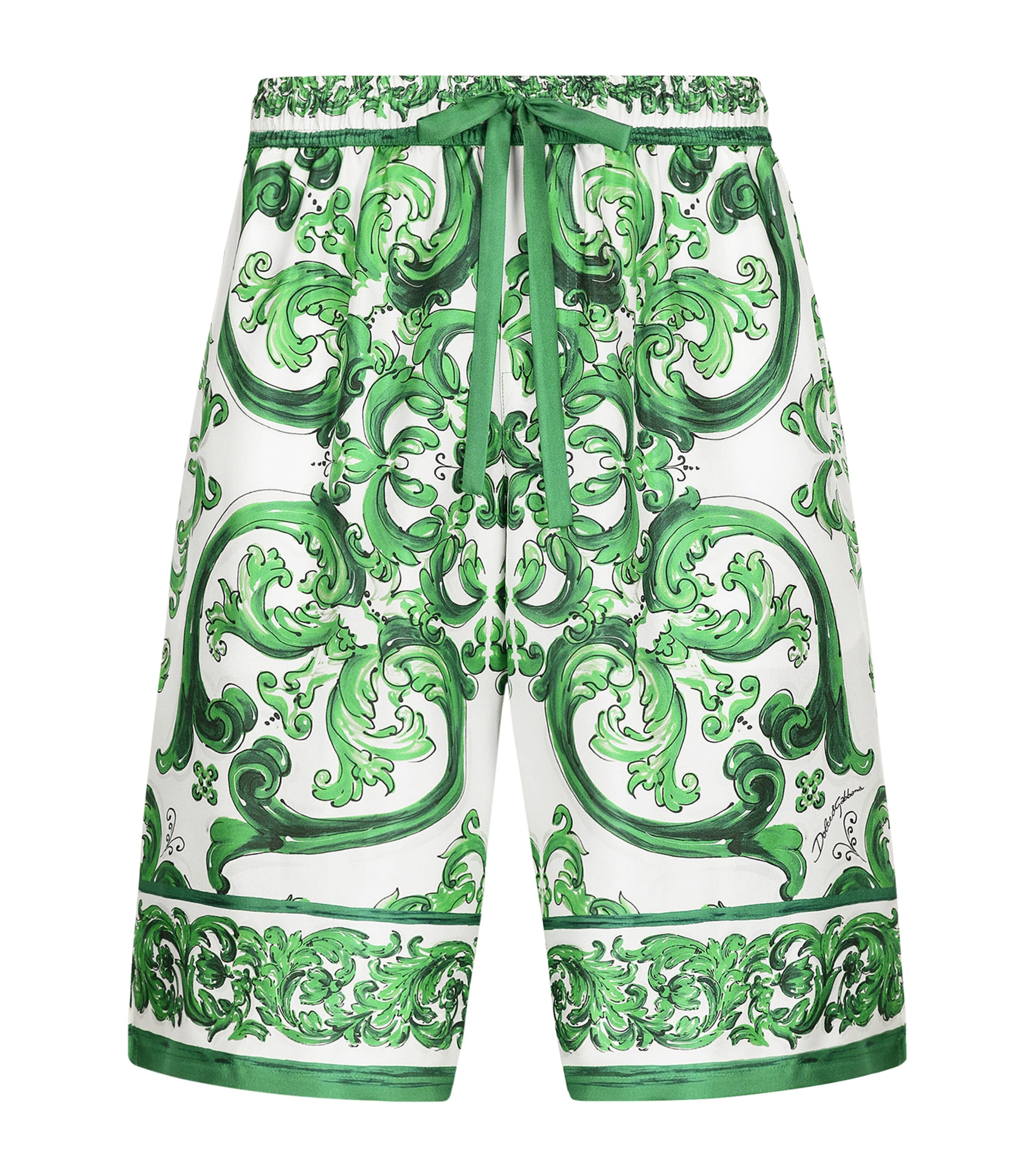 Shop Dolce & Gabbana Silk Majolica Print Shorts