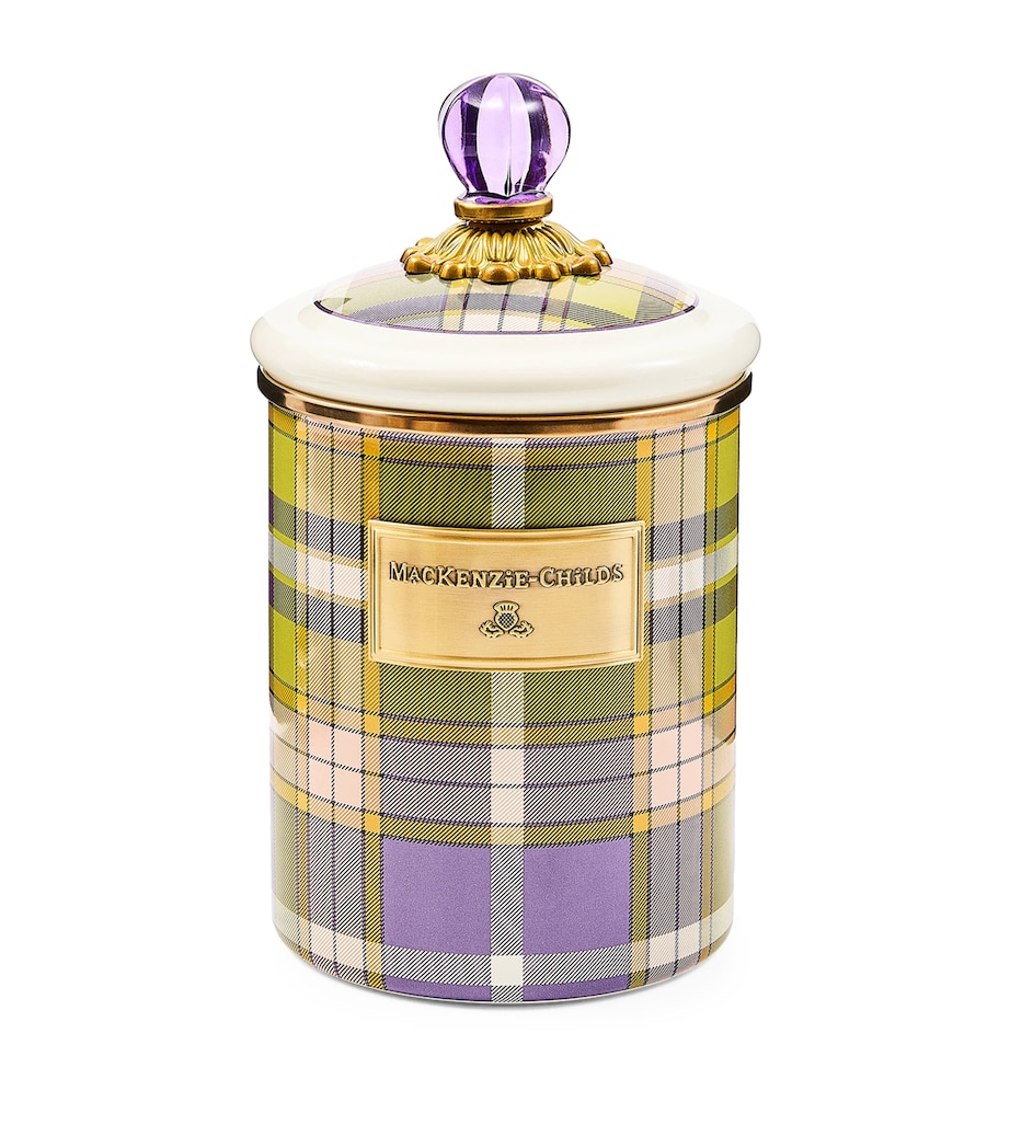MacKenzie-Childs Medium Steel Violet Check Canister (21.5cm) Violet Image 1
