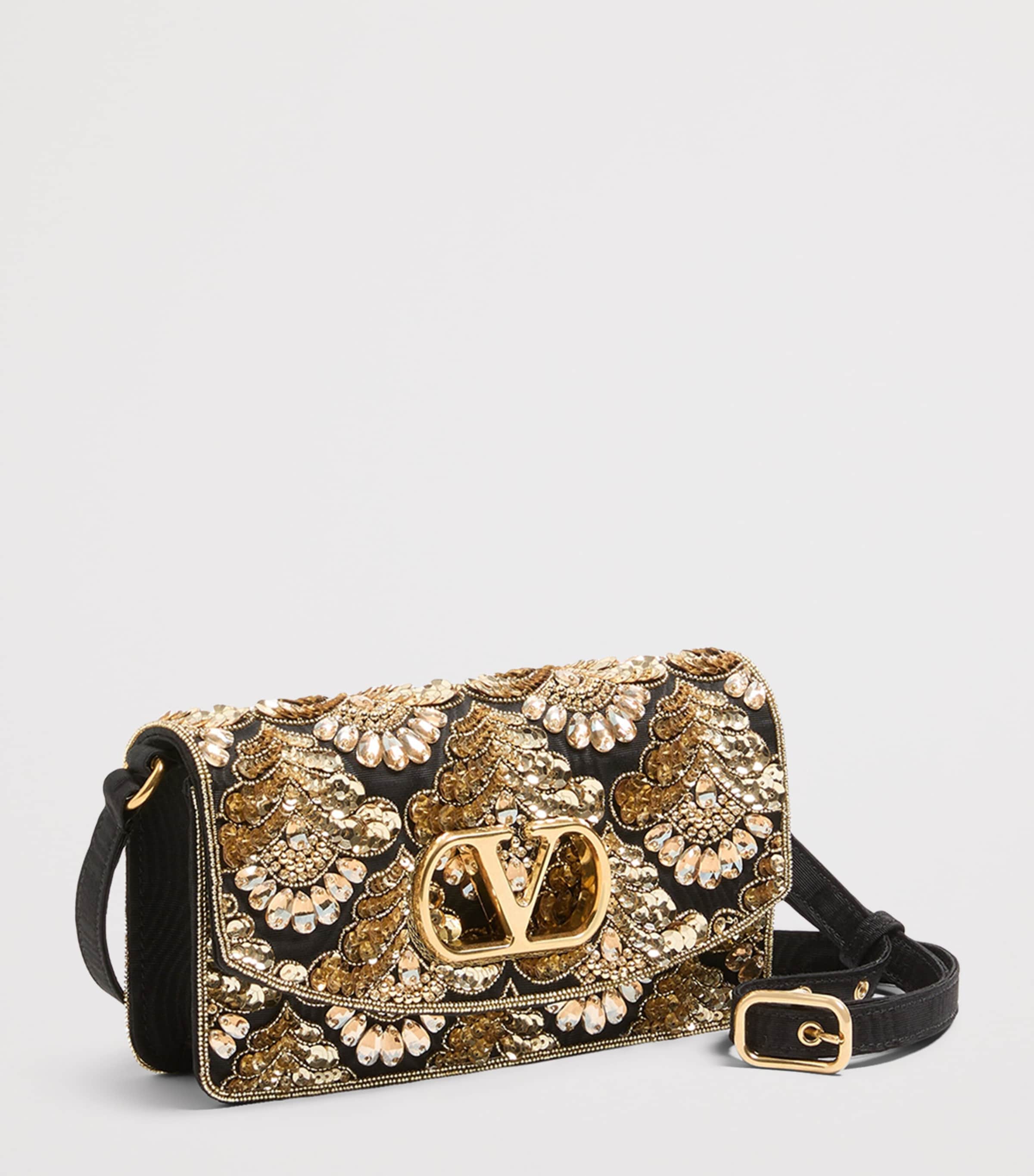 Valentino Garavani Small Embellished Vain Clutch Bag Image 2