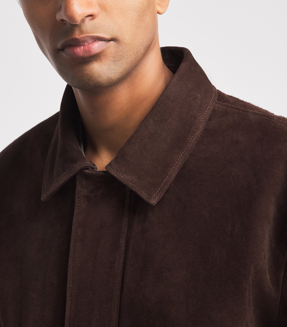 Arma Mens Suede Bari Jacket Charcoal Brown Image 6