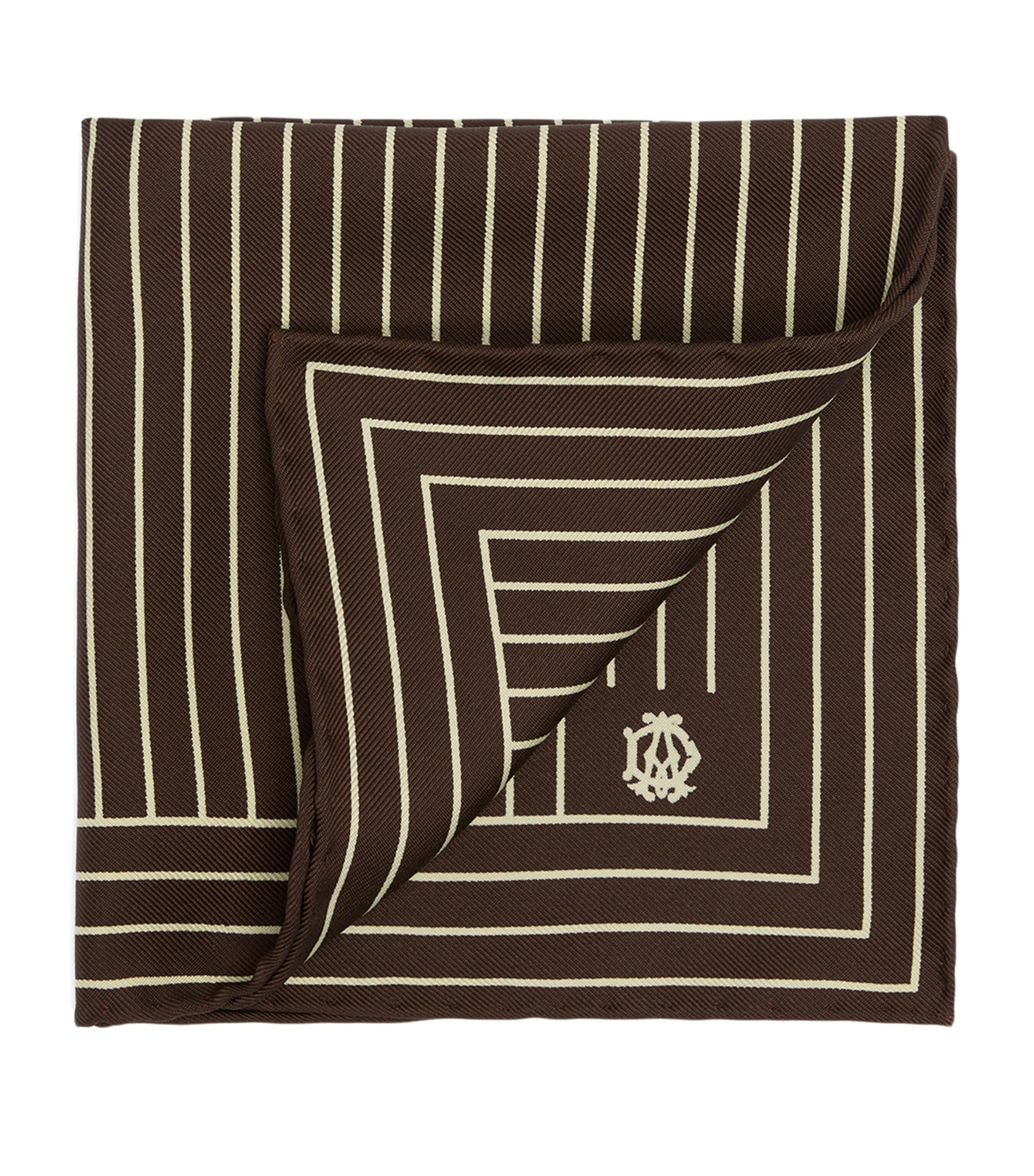 Dunhill Mulberry Silk Stripe Pocket Square Brown Image 1