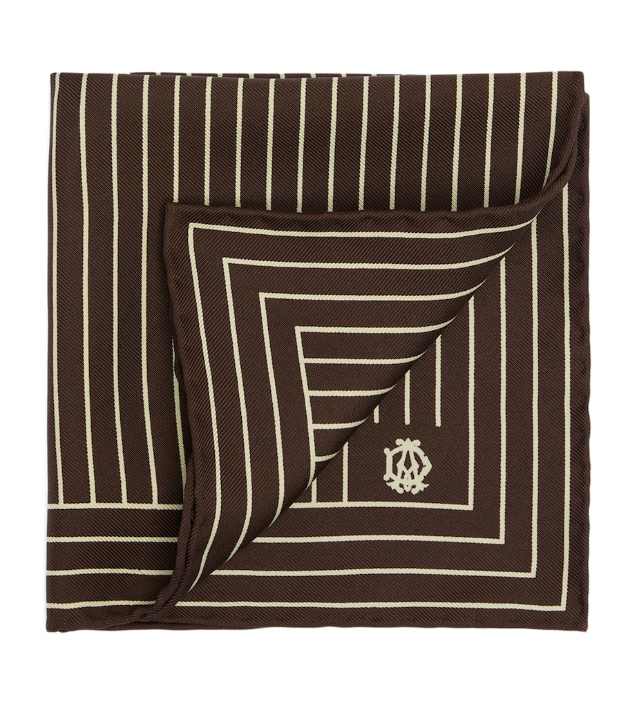 Dunhill Mulberry Silk Stripe Pocket Square Brown Image 1