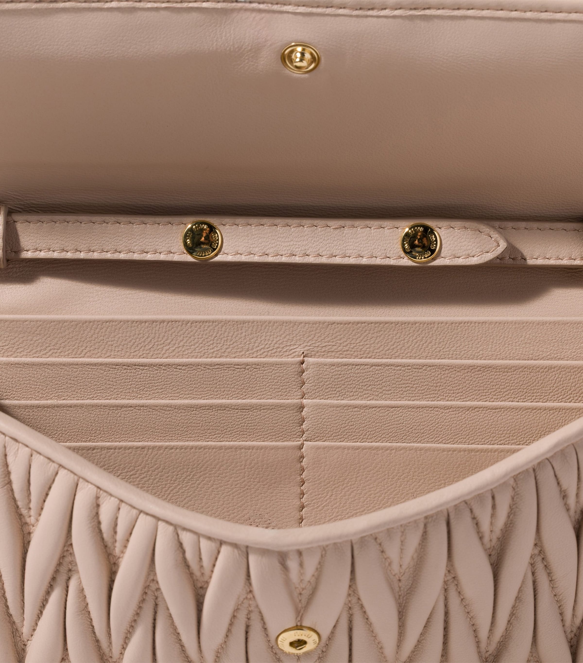 Miu Miu Leather Matelassé Chain Wallet Powder Image 2