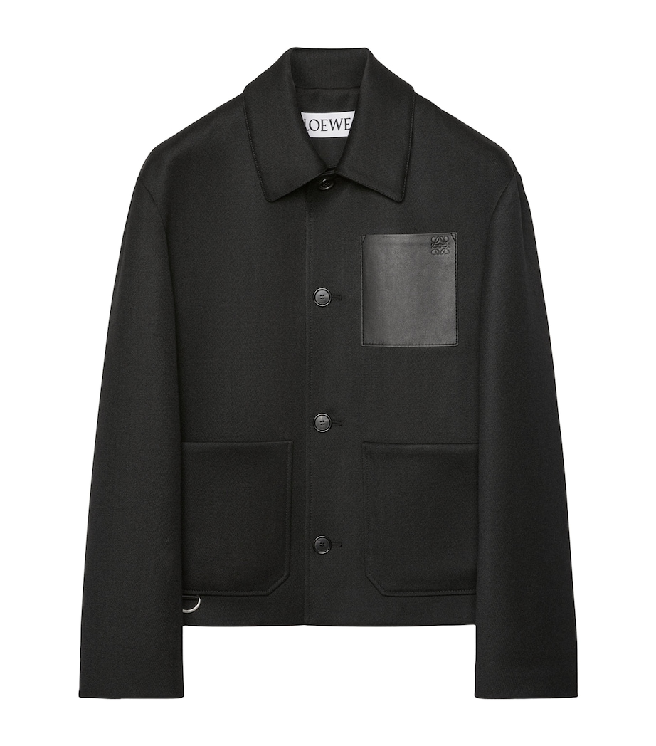 Wool Leather-Pocket Jacket BLACK Image 1