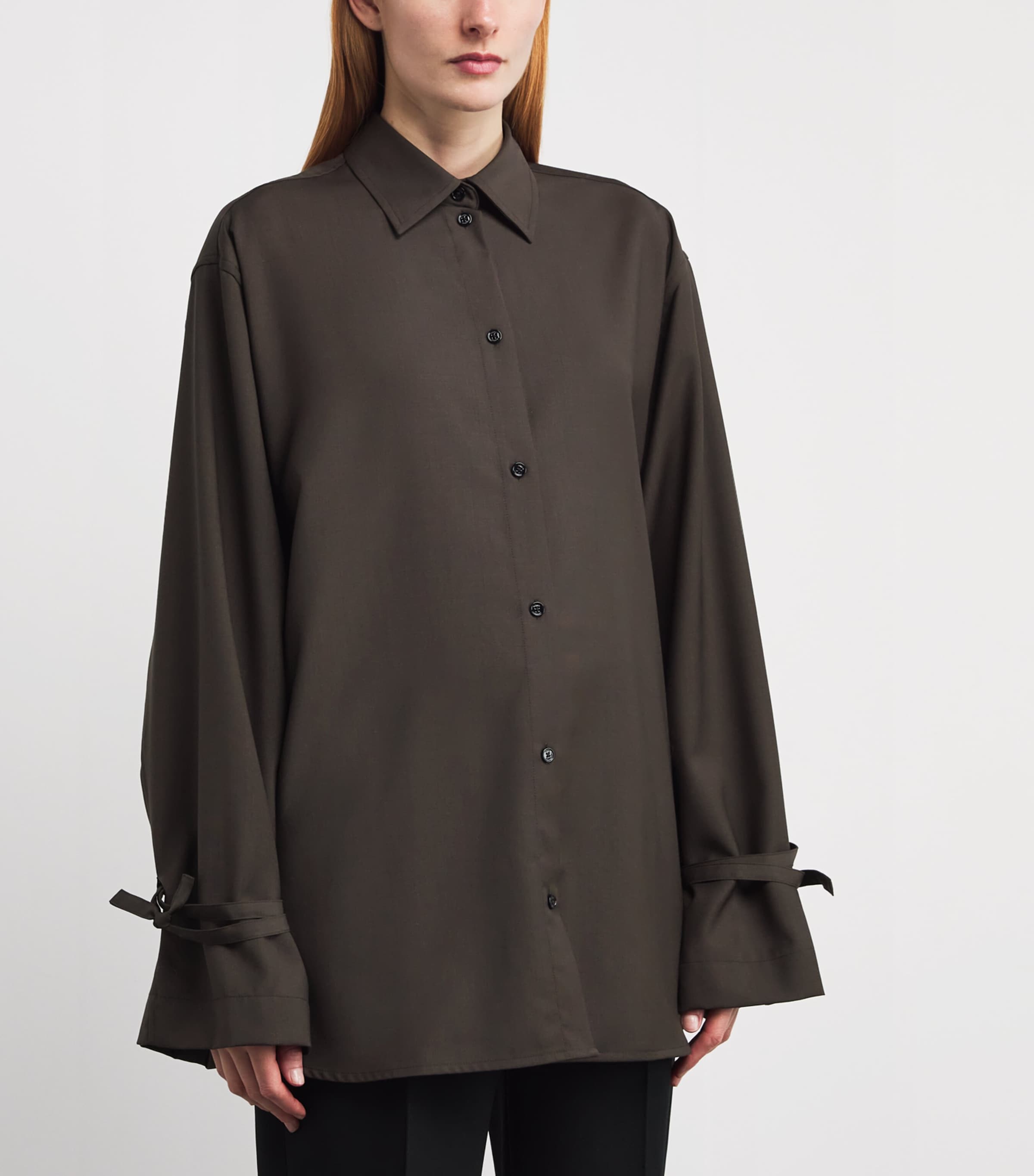 Wool Tie-Cuff Shirt 273 PEPPER Image 3