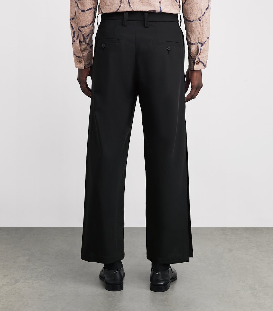 Pleated Wings Straight Trousers 15-BLACK Image 4