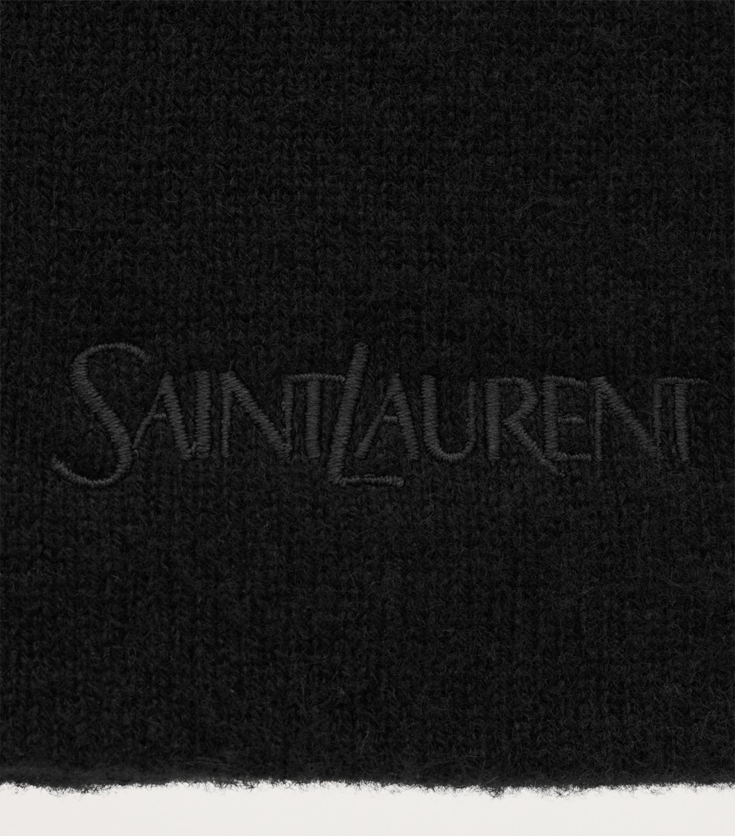 Saint Laurent Womens Cashmere Embroidered Logo Beanie Image 2