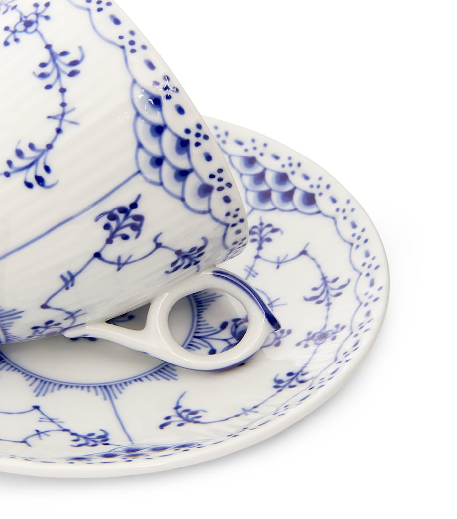 Blue Fluted Half Lace Teacup and Saucer BLUE Image 4