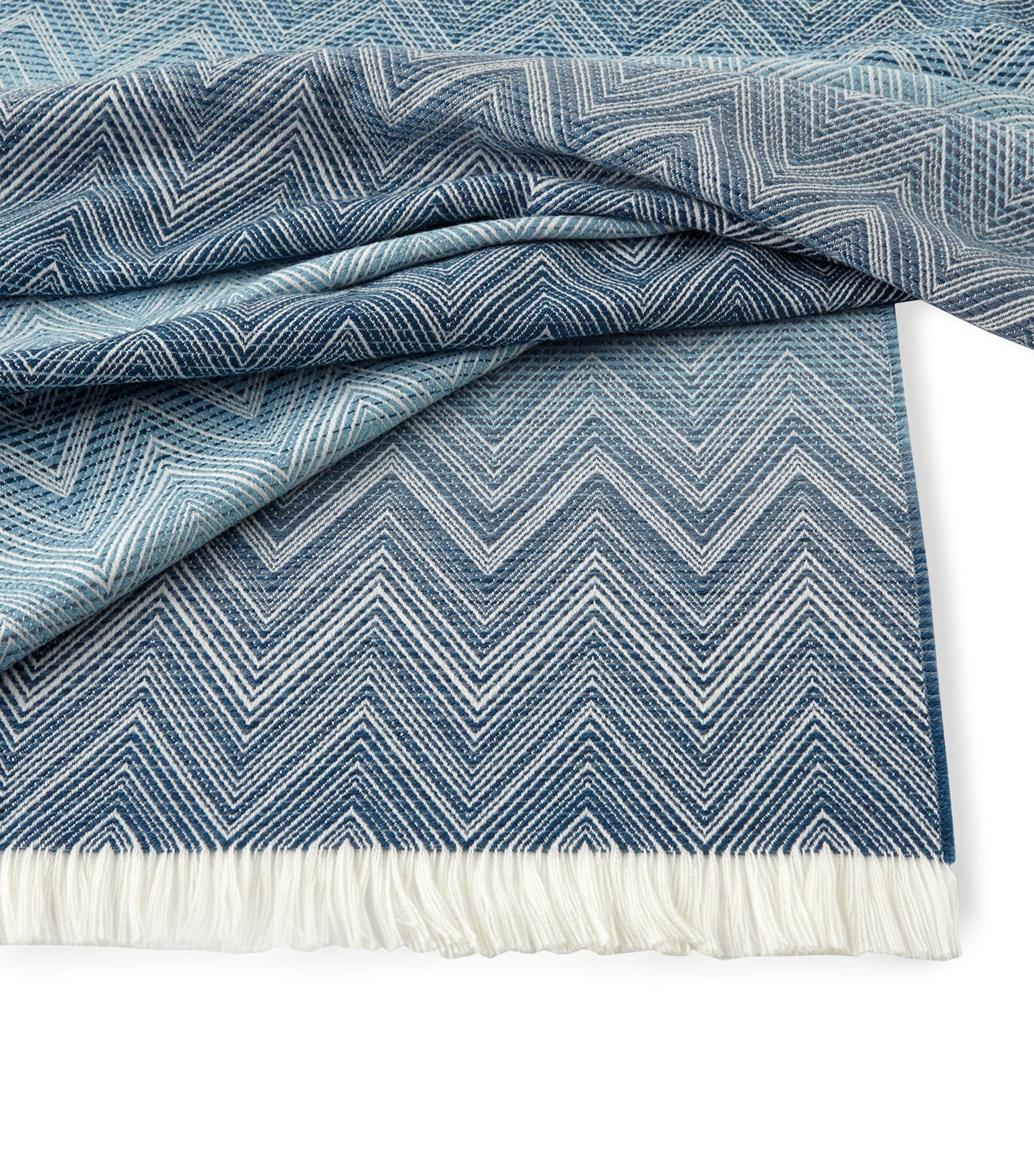 Merino Wool Timmy Throw (130cm x 190cm) 741-TEAL/WHITE Image 4