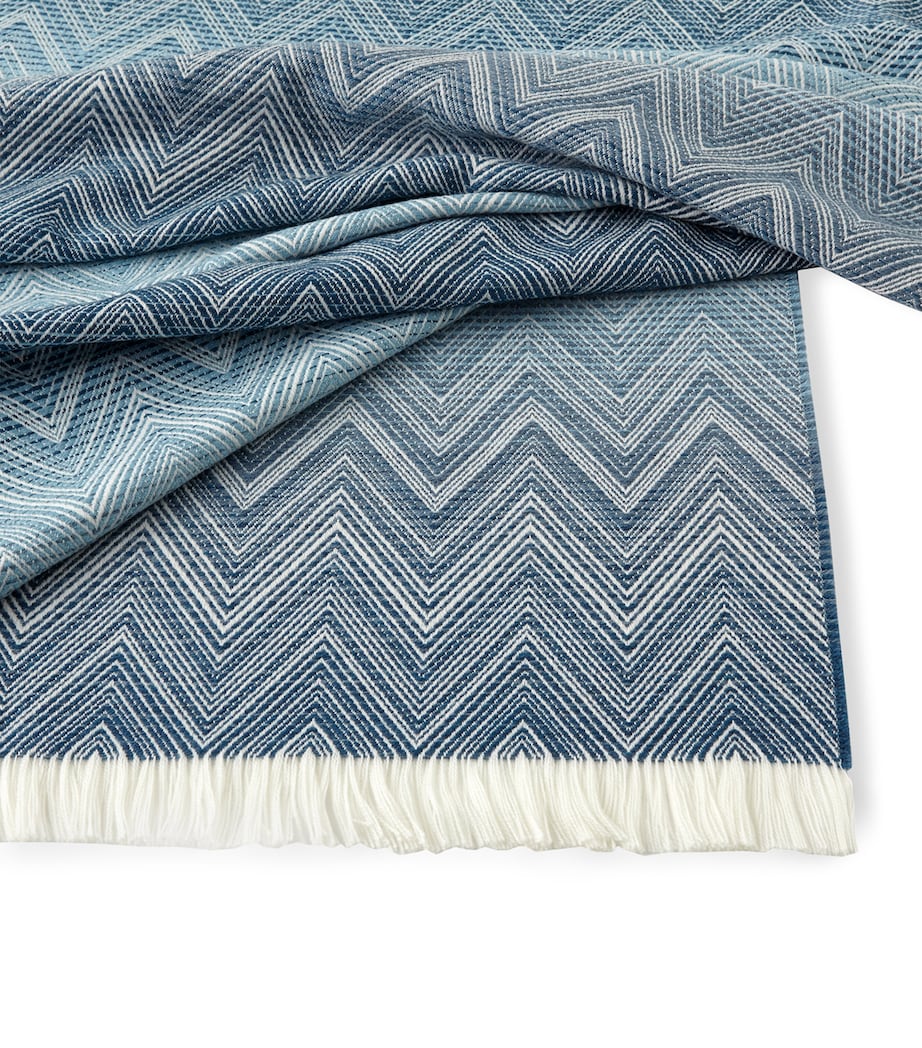 Merino Wool Timmy Throw (130cm x 190cm) 741-TEAL/WHITE Image 4