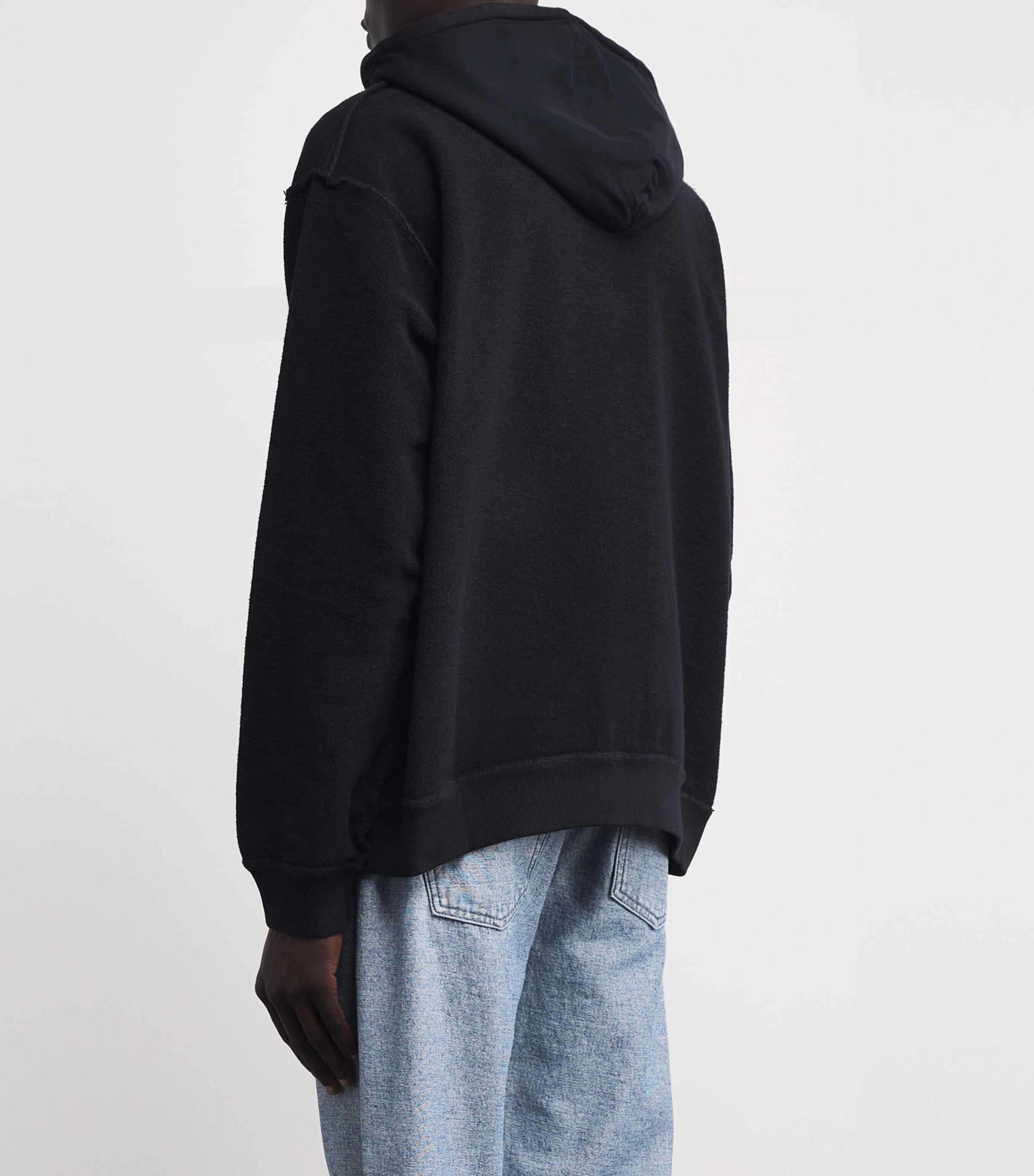 MM6 Maison Margiela Black Cotton Inverted Zip-Up Hoodie | Harrods US