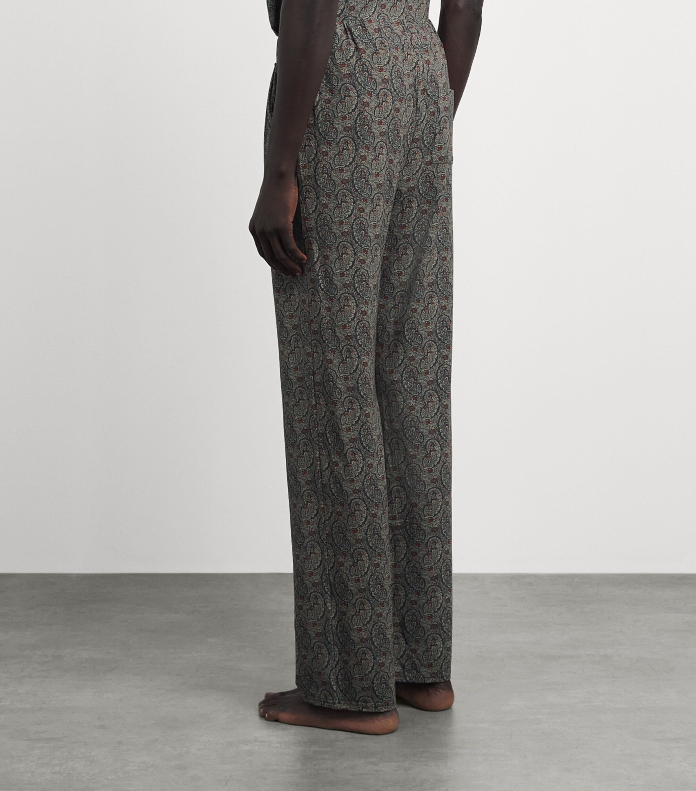 Homebody Mens Stretch-Modal Paisley Pyjama Bottoms Neem Image 5