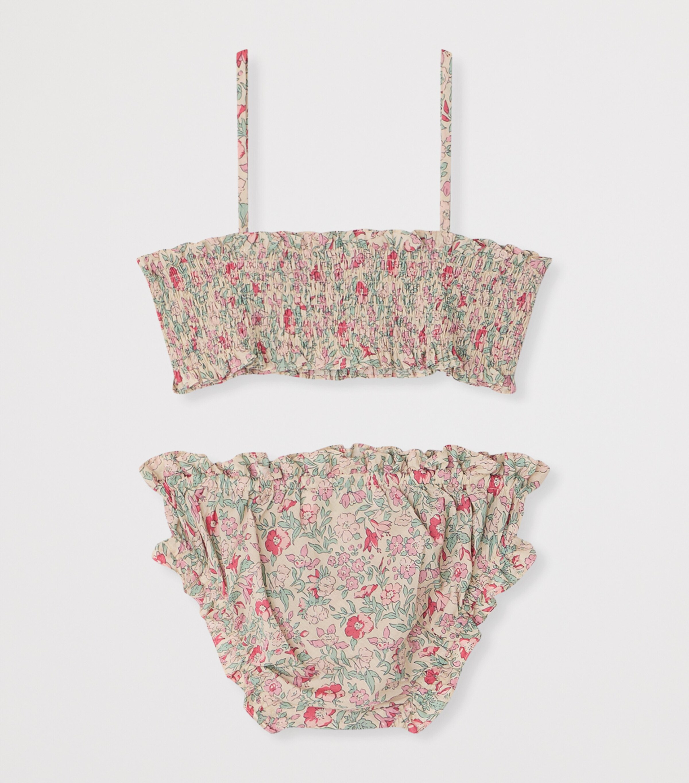 Bonpoint Smocked Floral Bikini (10-14 Years) Fl Framboise Image 2