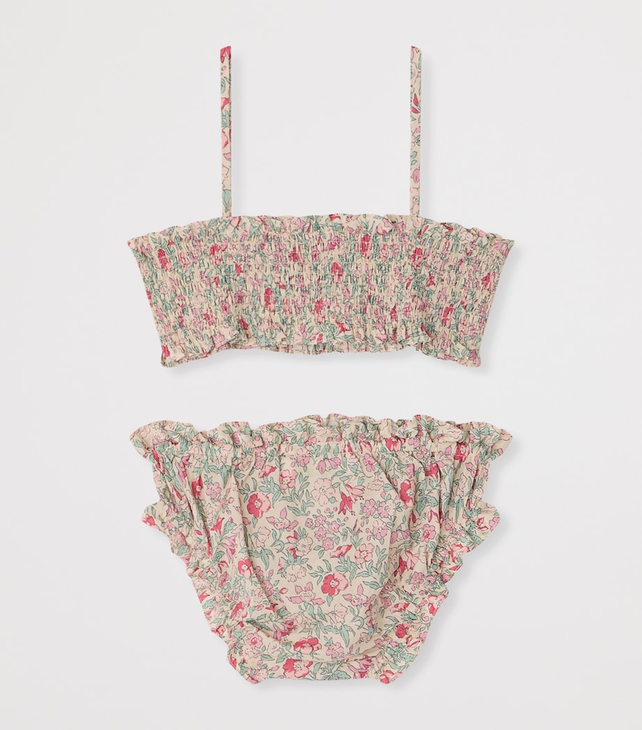 Bonpoint Smocked Floral Bikini (10-14 Years) Fl Framboise Image 2