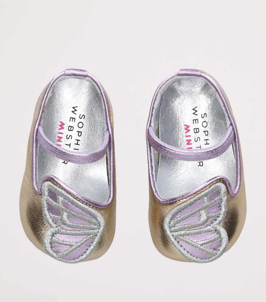 Leather Butterfly Embroidered Ballet Flats GOLD Image 4