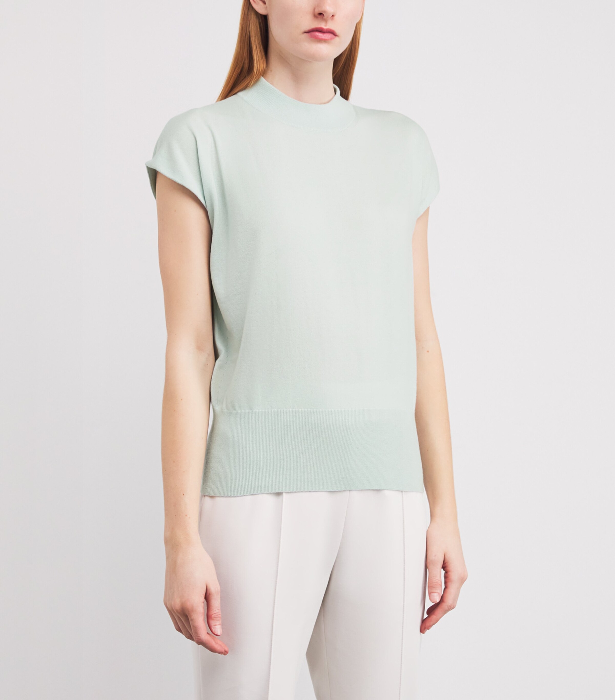 Agnona Womens Cashmere Short-Sleeve Sweater Light Green Image 3