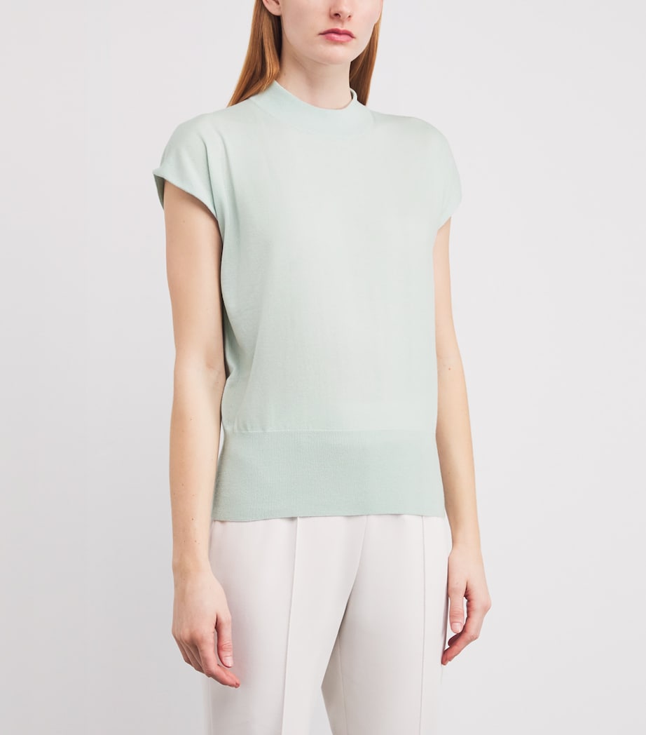 Agnona Womens Cashmere Short-Sleeve Sweater Light Green Image 3