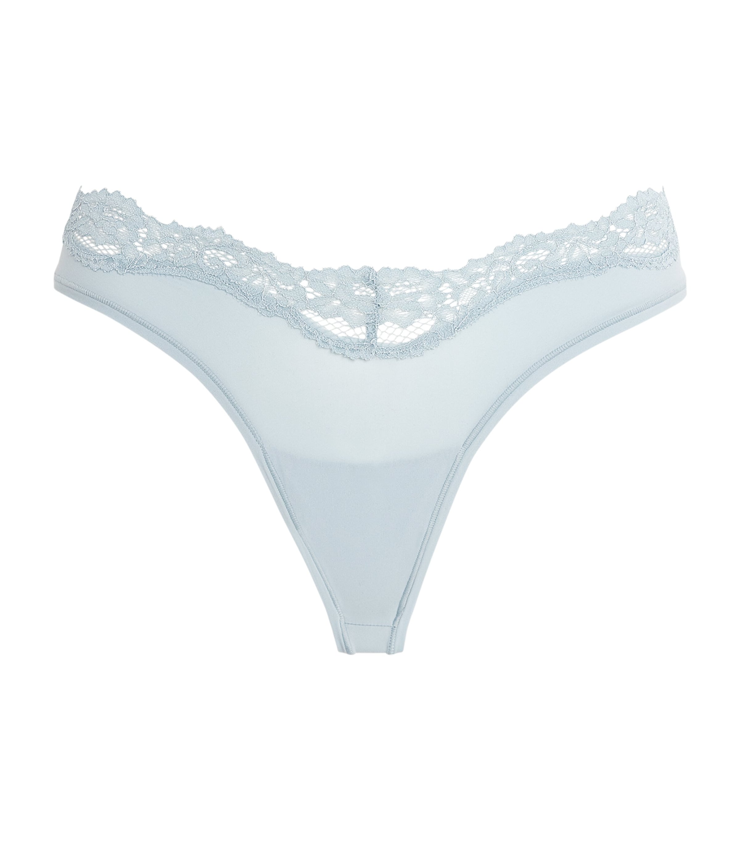 Skims Lace-trim Fits Everybody Dipped Thong In Blue