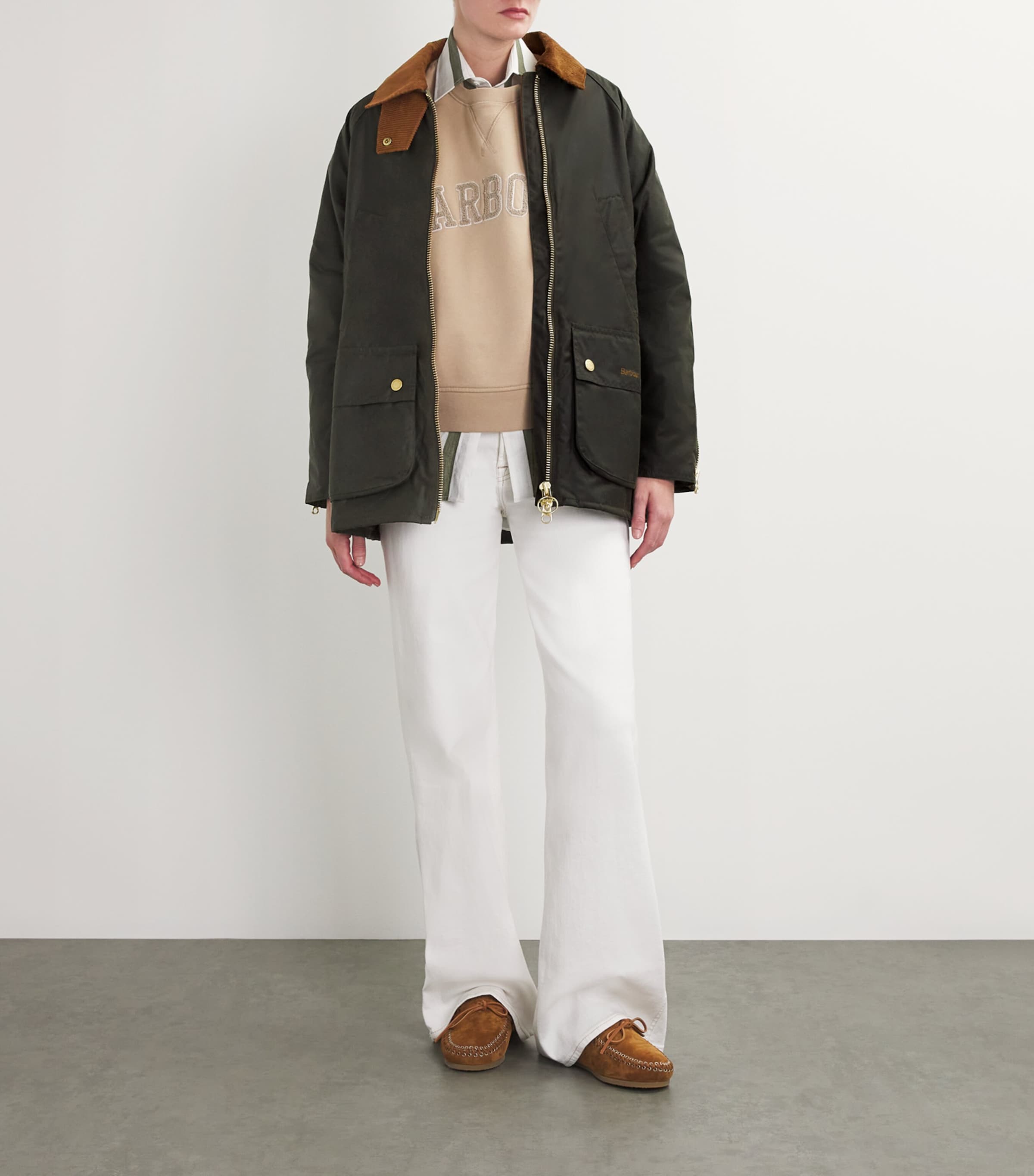 Barbour Esther 36インチ Barbour Green Waxed Cotton Esther Jacket | Harrods US