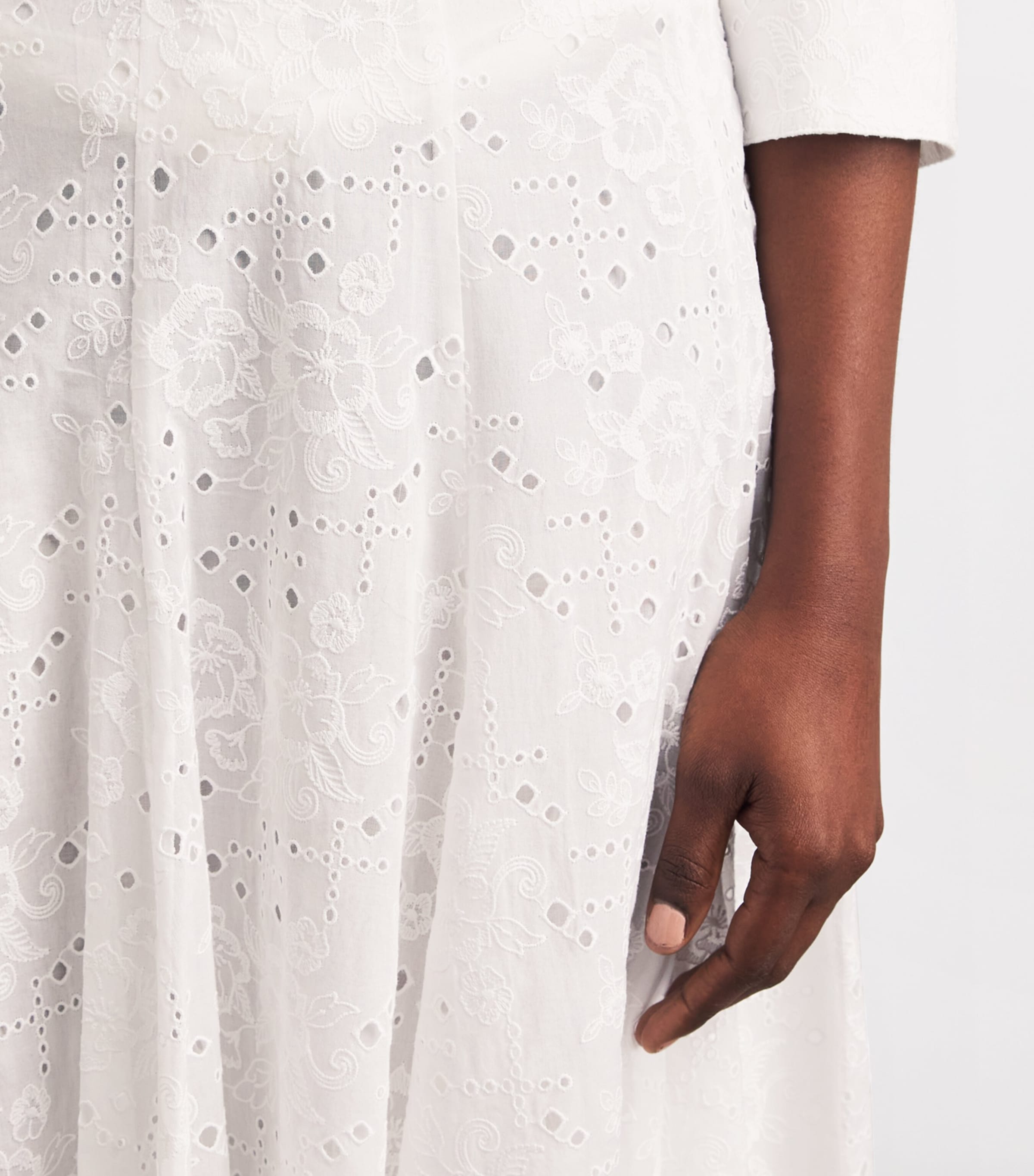 Tory Burch Womens Cotton Eyelet Midi Skirt White Image 3