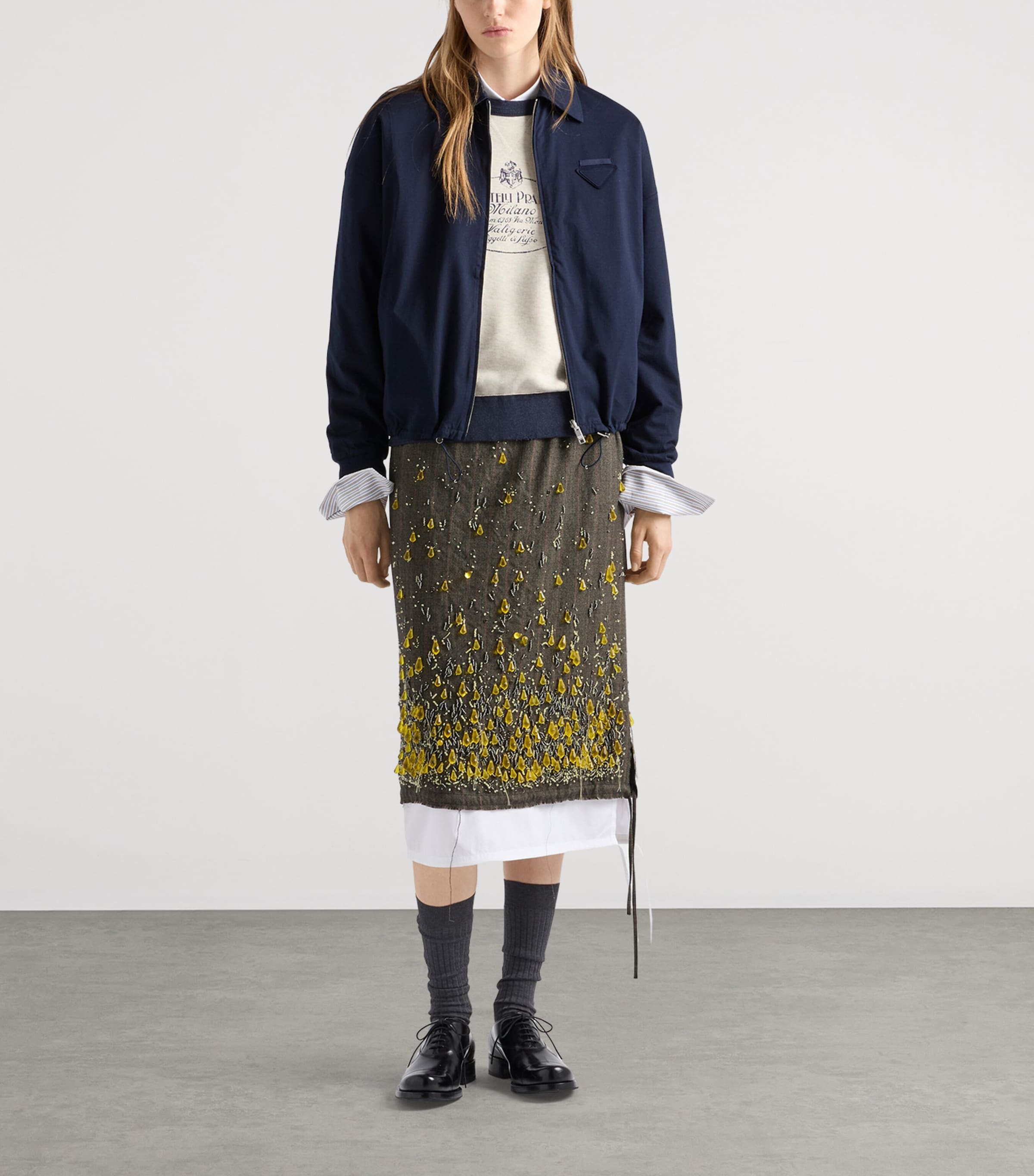 Prada Womens Cotton Reversible Blouson Jacket Blue Image 2