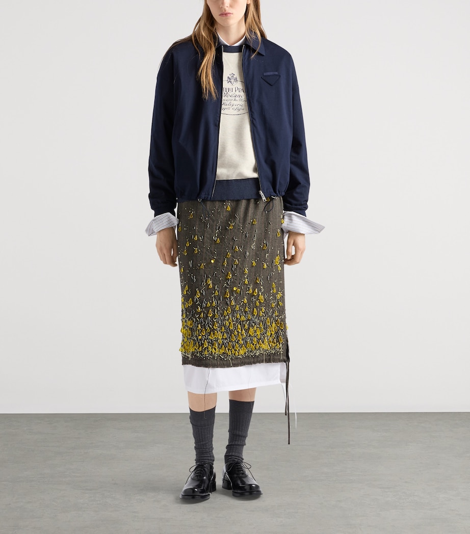 Prada Womens Cotton Reversible Blouson Jacket Blue Image 2