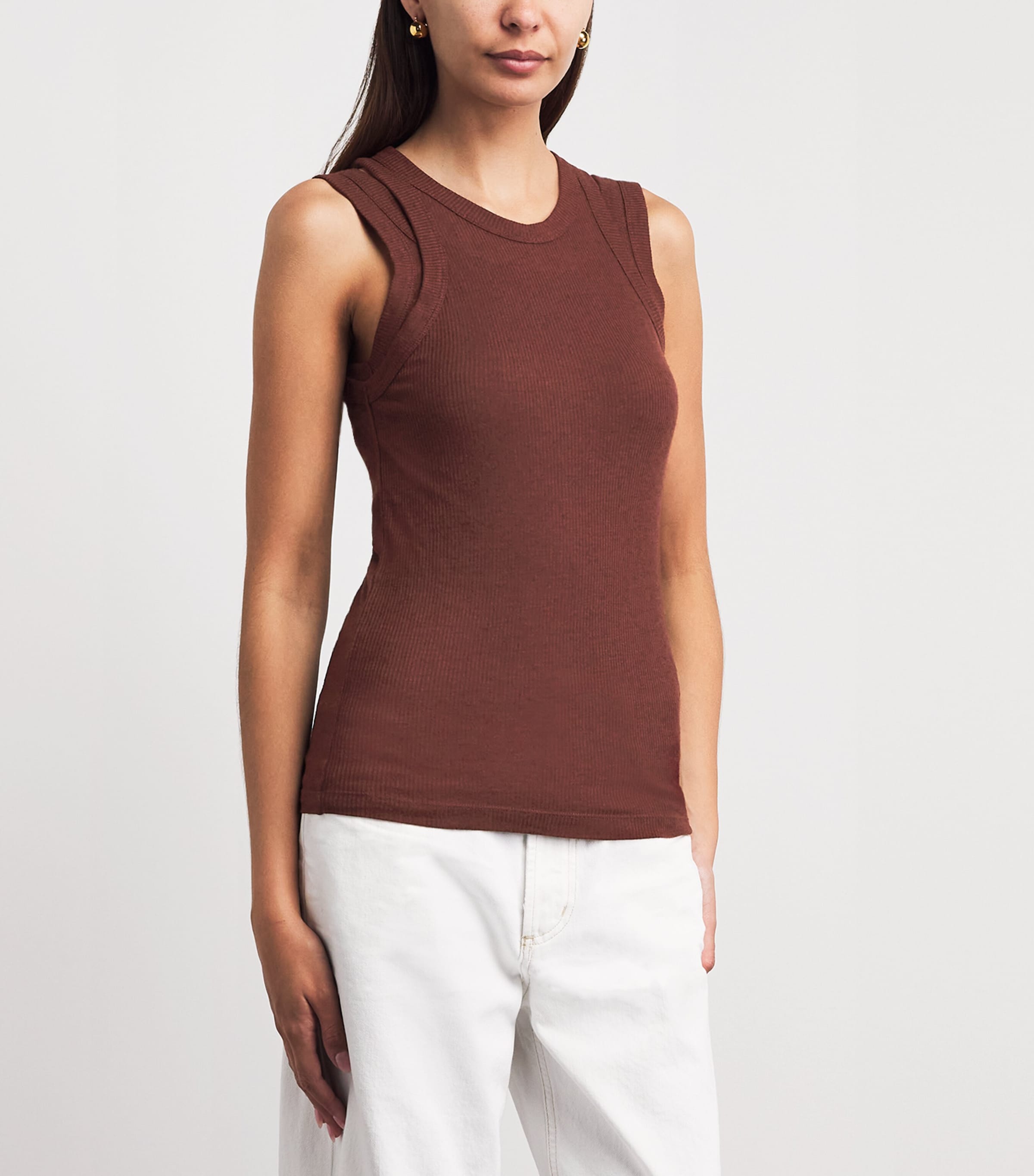 ME+EM Womens 2-In-1 Tank Top Cinnamon Brown Image 3