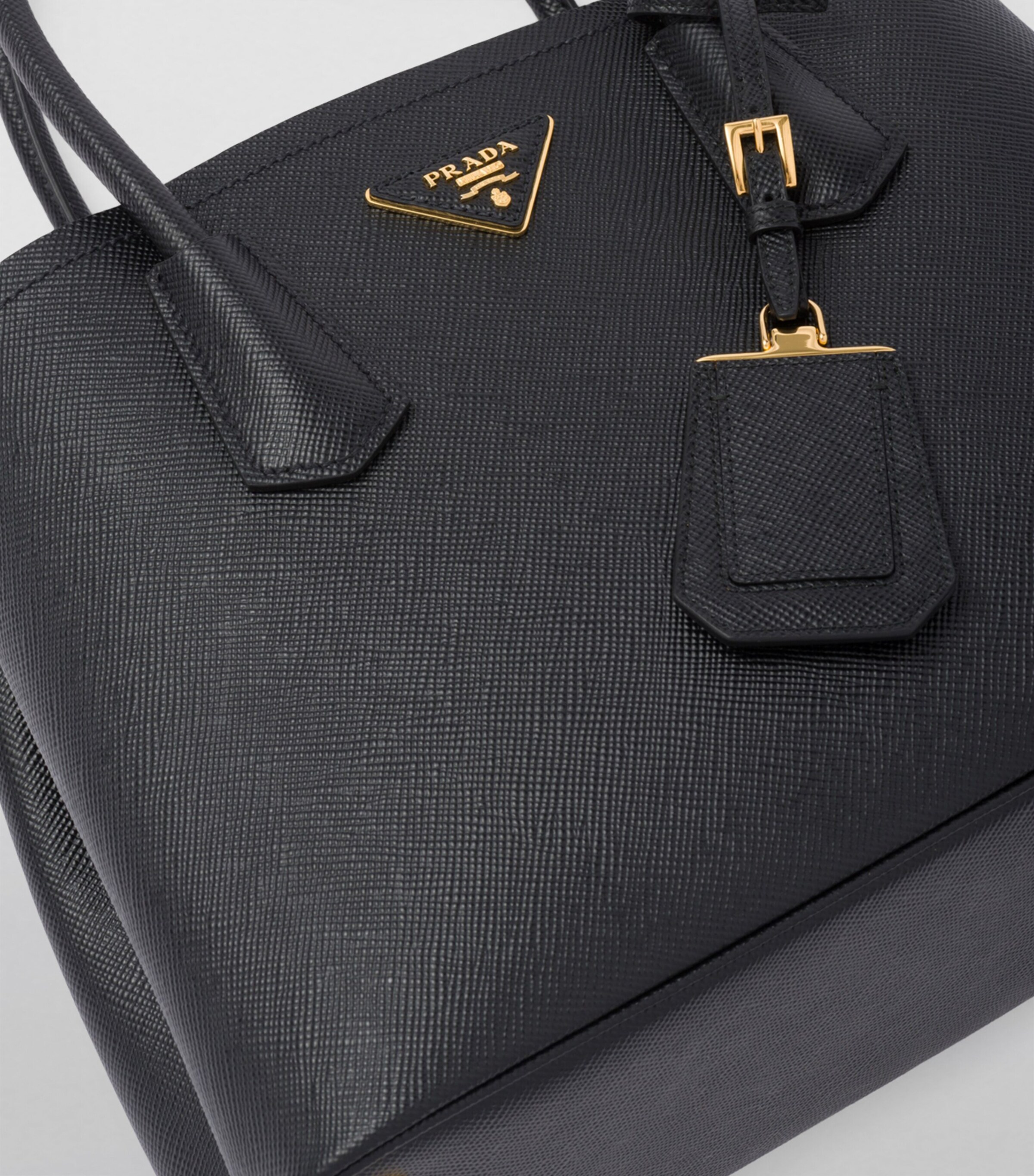 Prada Small Leather Saffiano Double Top-Handle Bag Image 4